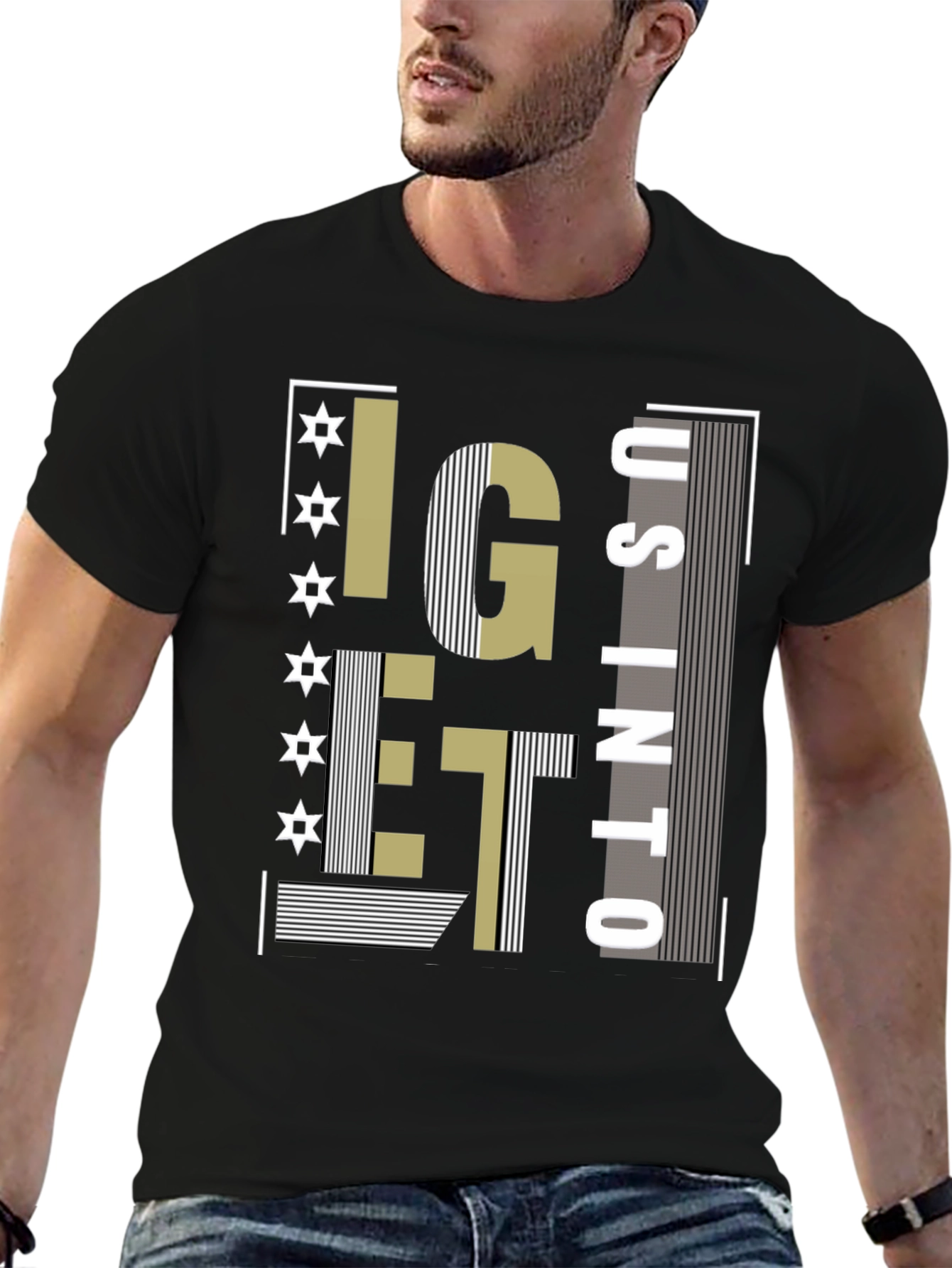 Black Stylish Graphic Tee - I Get Us Into... view 6