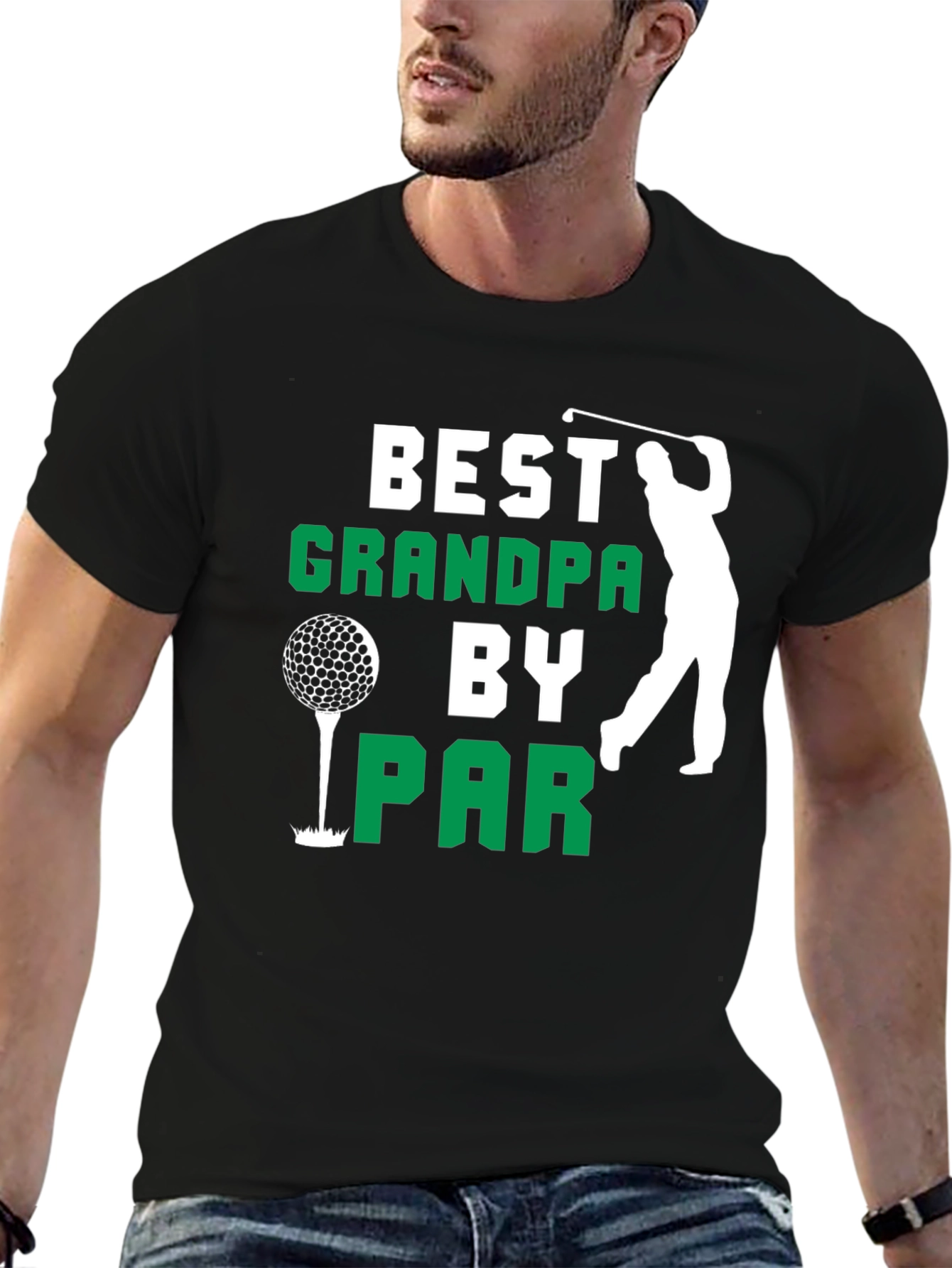 Black Best Grandpa By Par Golf T-Shirt view 6