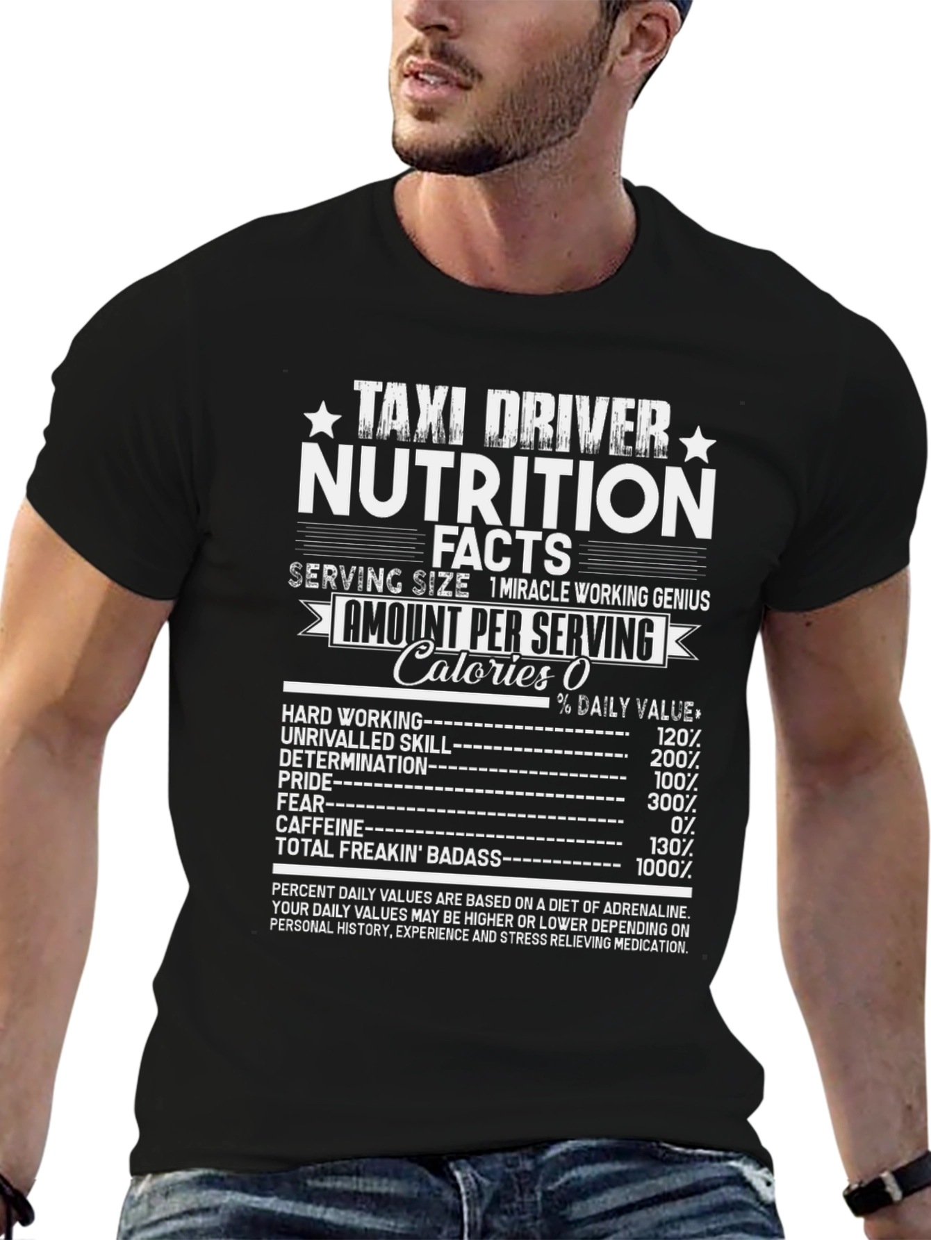 Black Taxi Driver Nutrition Facts T-Shirt view 6