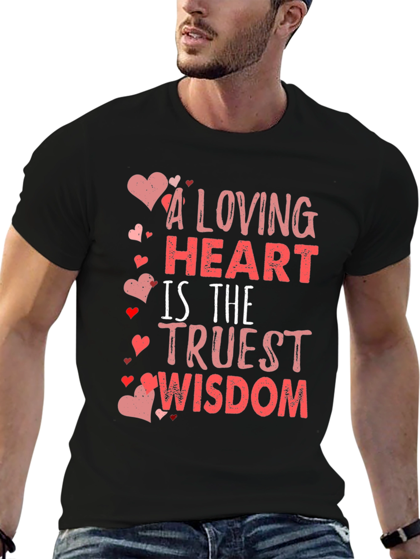 Black Loving Heart Wisdom Black T-Shirt view 6