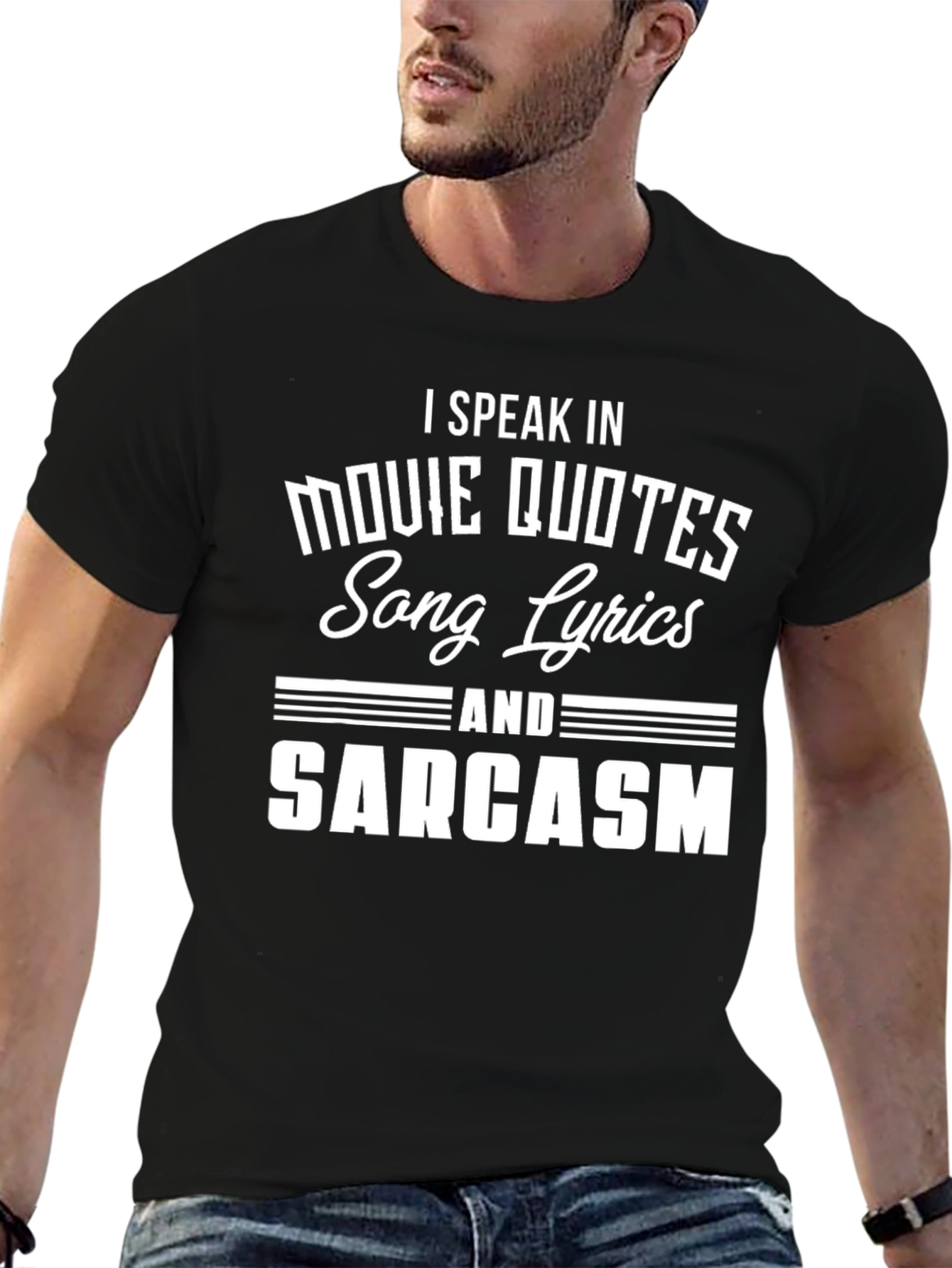 Black Movie Quotes, Song Lyrics, and Sarcasm T-Shirt view 6