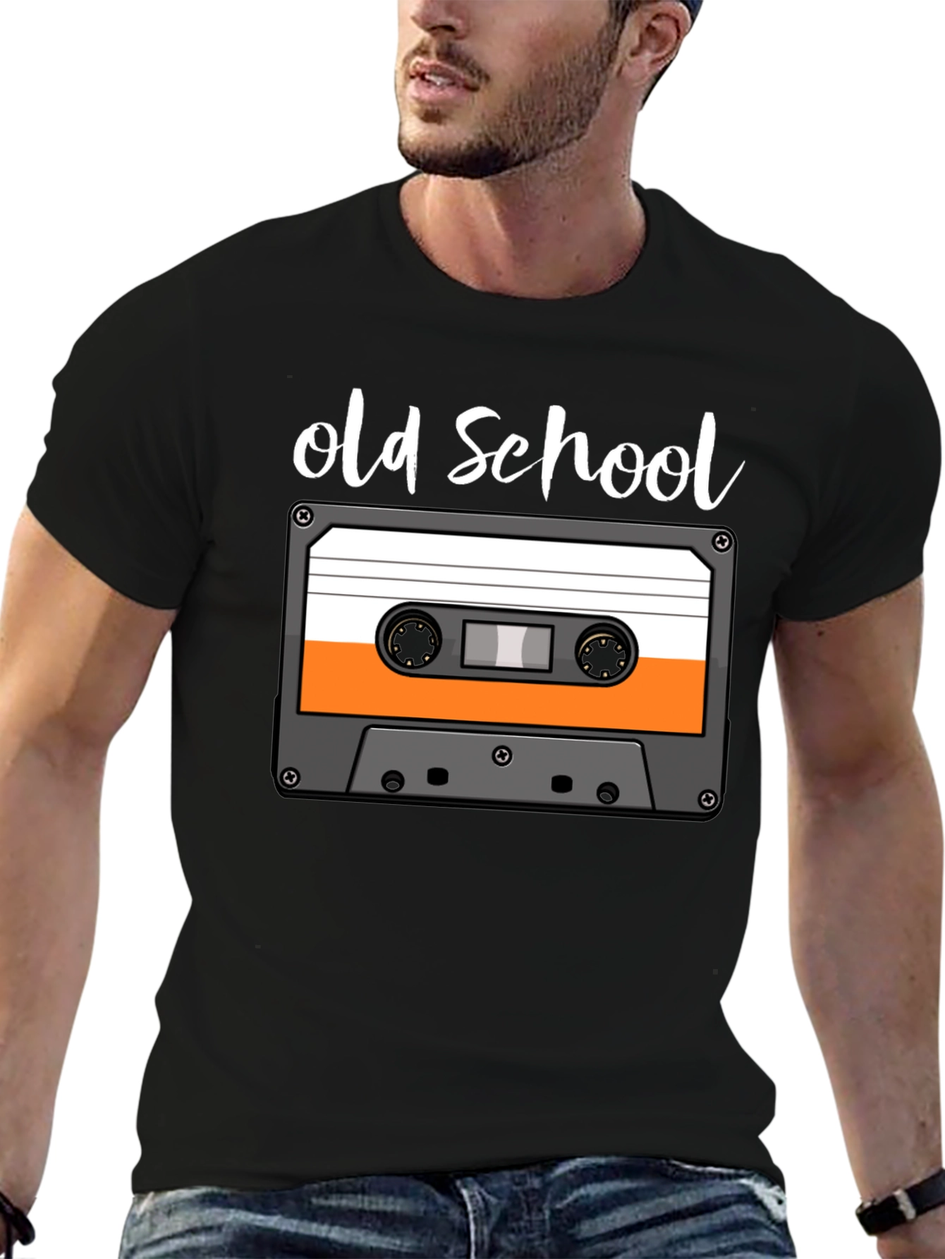 Black Old School Cassette Tape Graphic Tee view 6