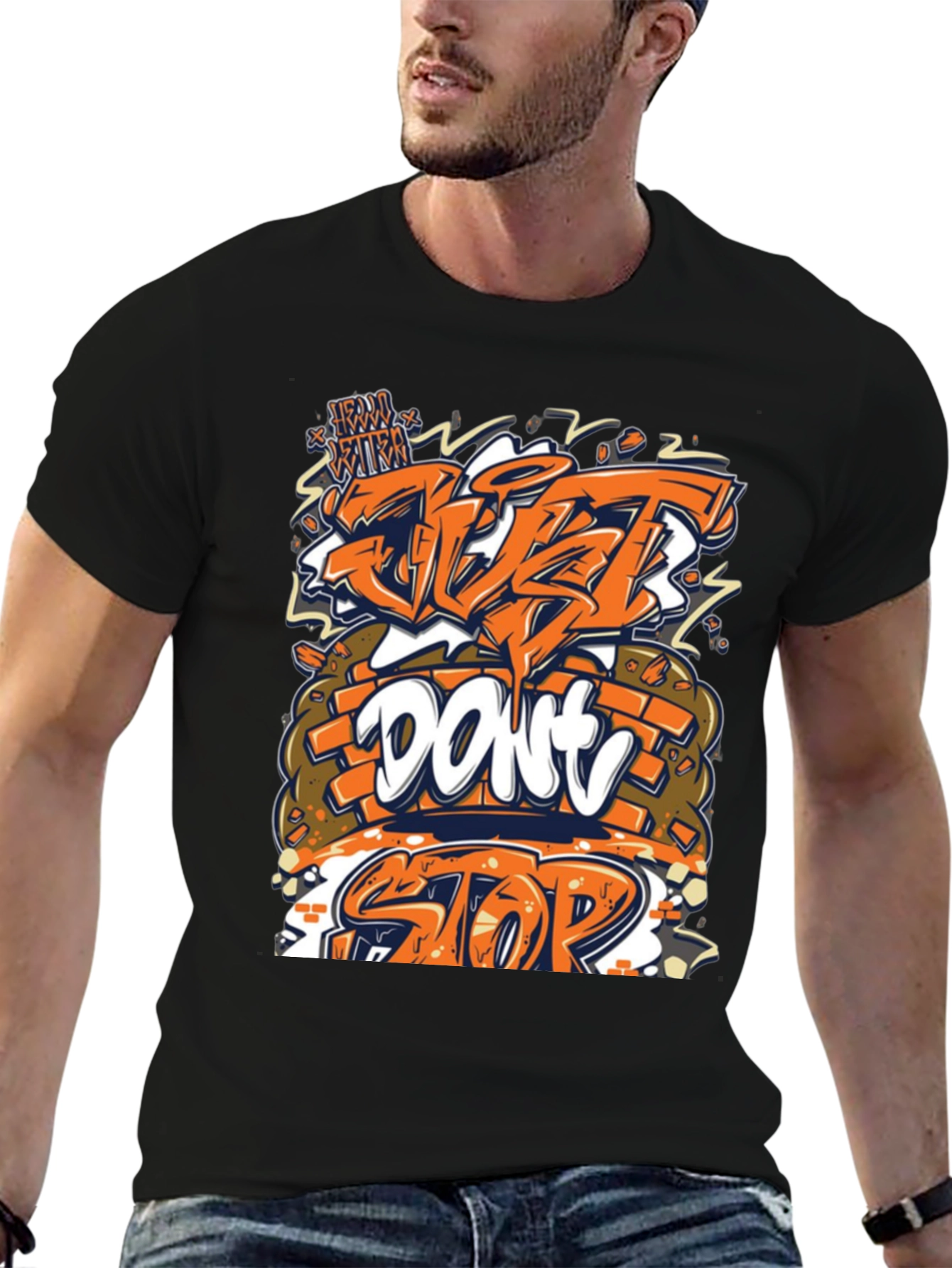 Black Just Don't Stop Graphic Tee view 6