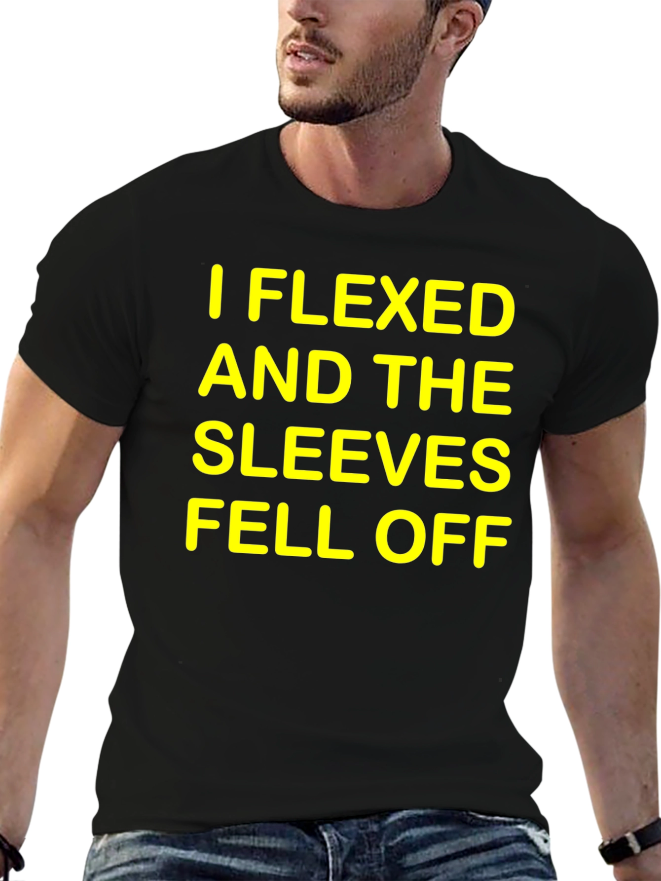 Black I Flexed and The Sleeves Fell Off Graphic T-Shirt view 6