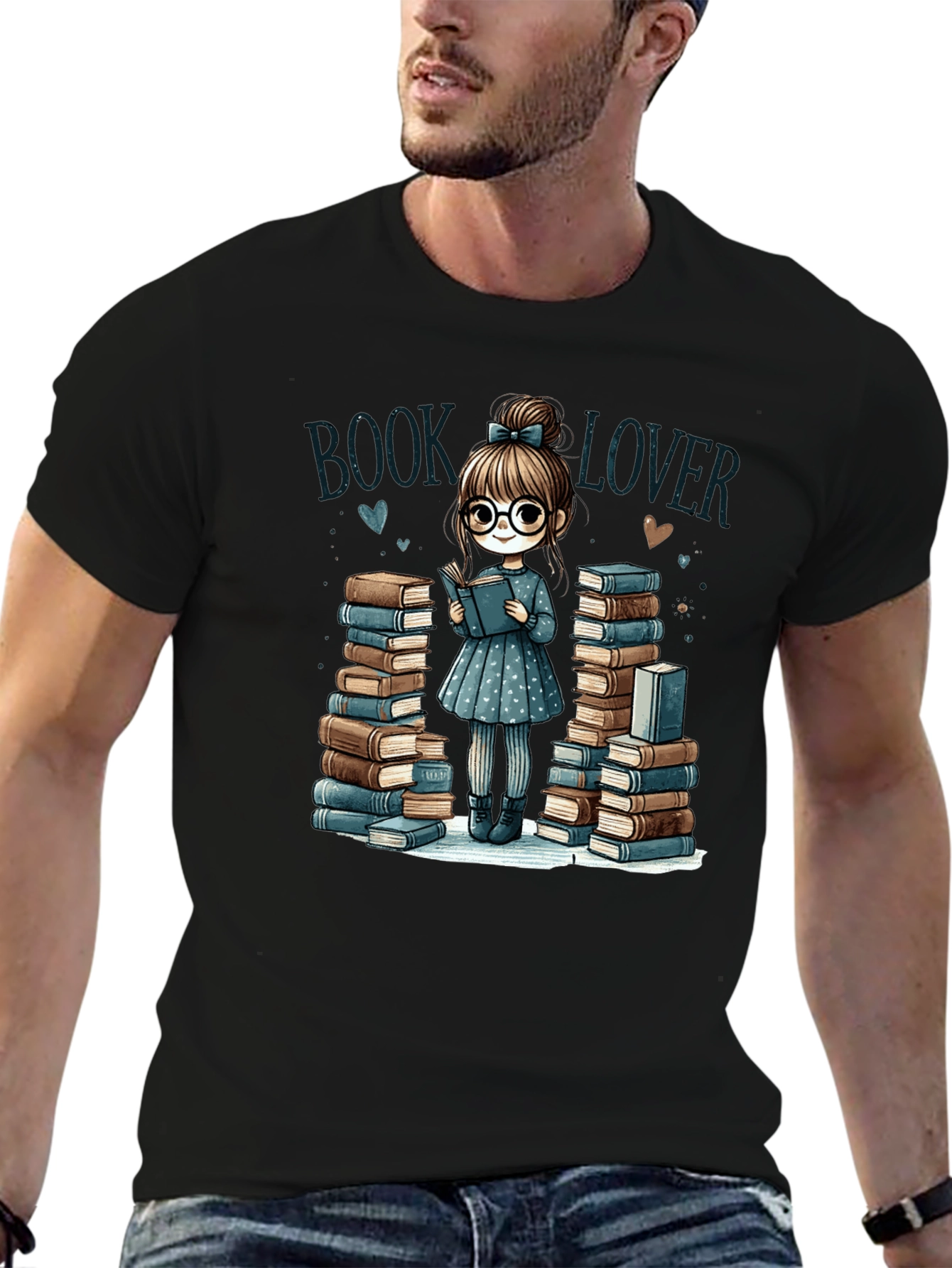 Black Book Lover T-Shirt: Adorable Reader Design view 6