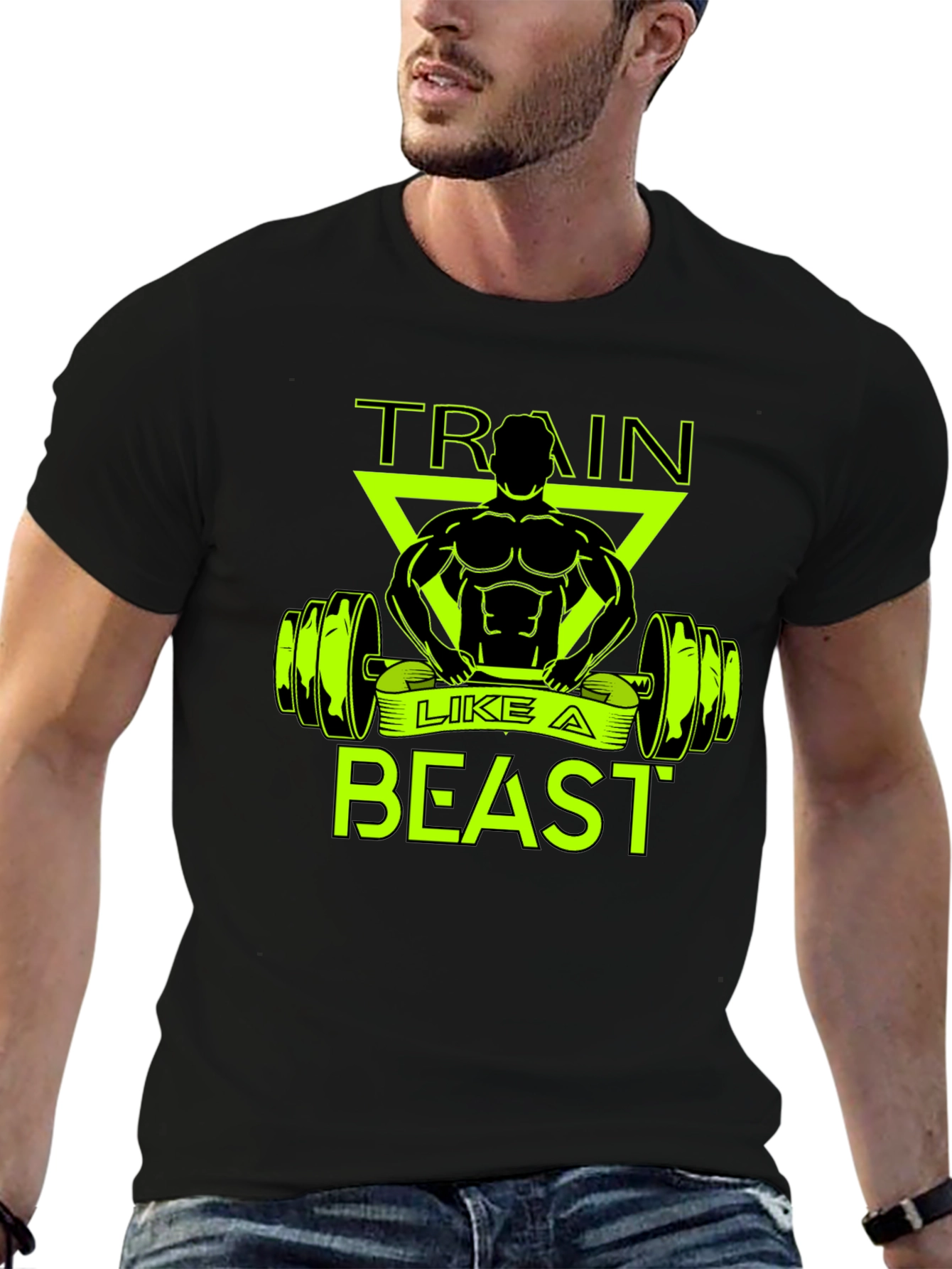 Black Train Like A Beast Black Graphic Tee view 6