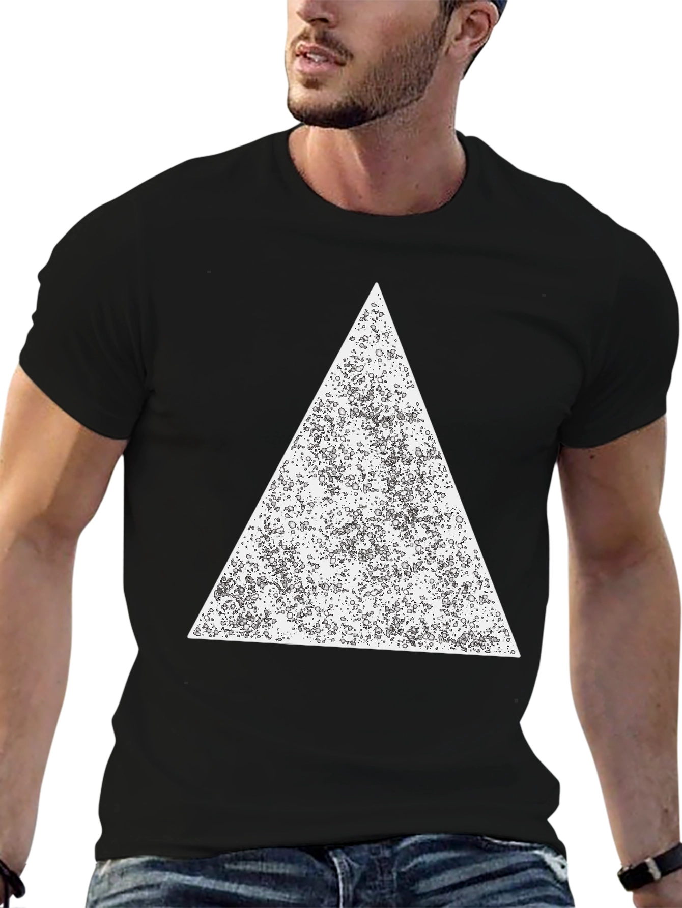 Black Geometric Triangle Graphic Print T-Shirt view 6