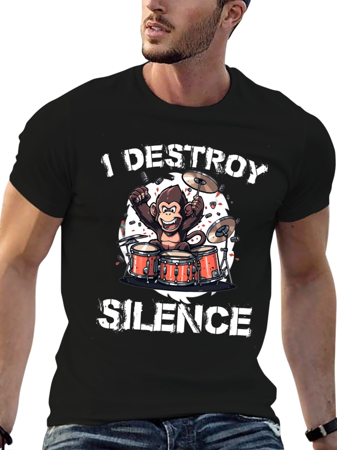 Black I Destroy Silence T-Shirt view 6
