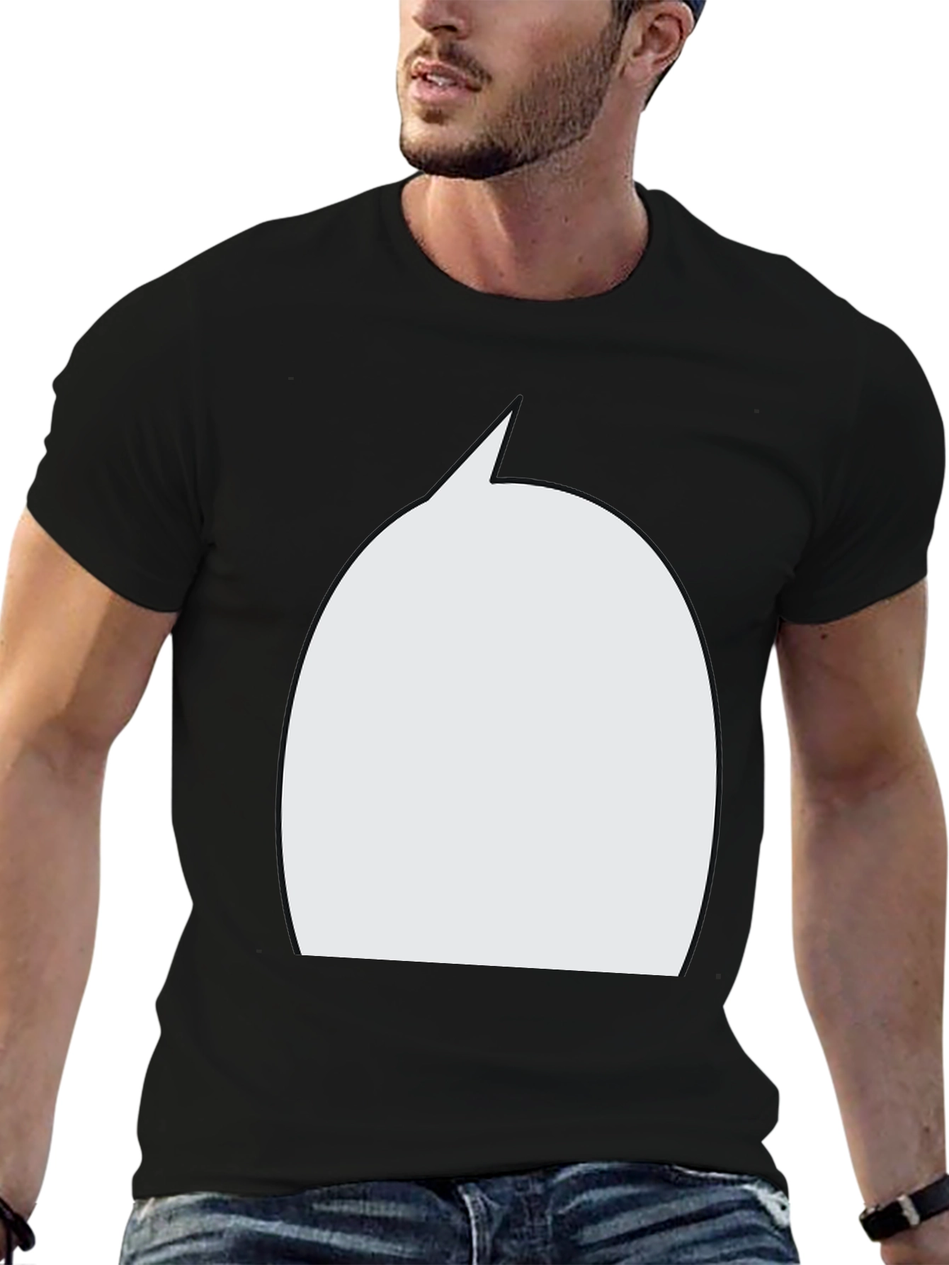 Black Statement T-Shirt: Bold Black Tee with White Speech Bubble view 6