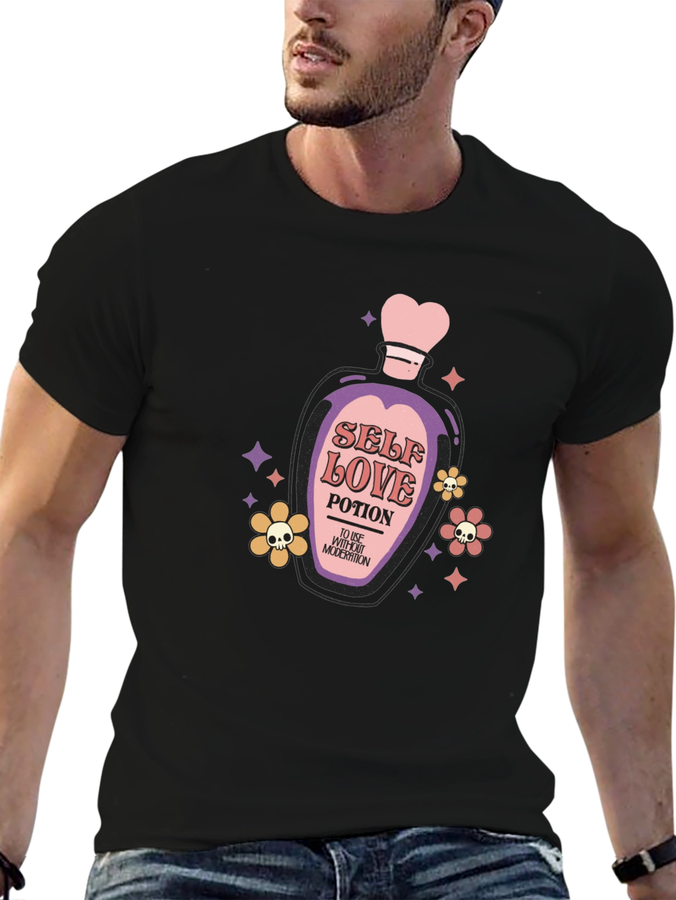 Black Self Love Potion Graphic Tee view 6