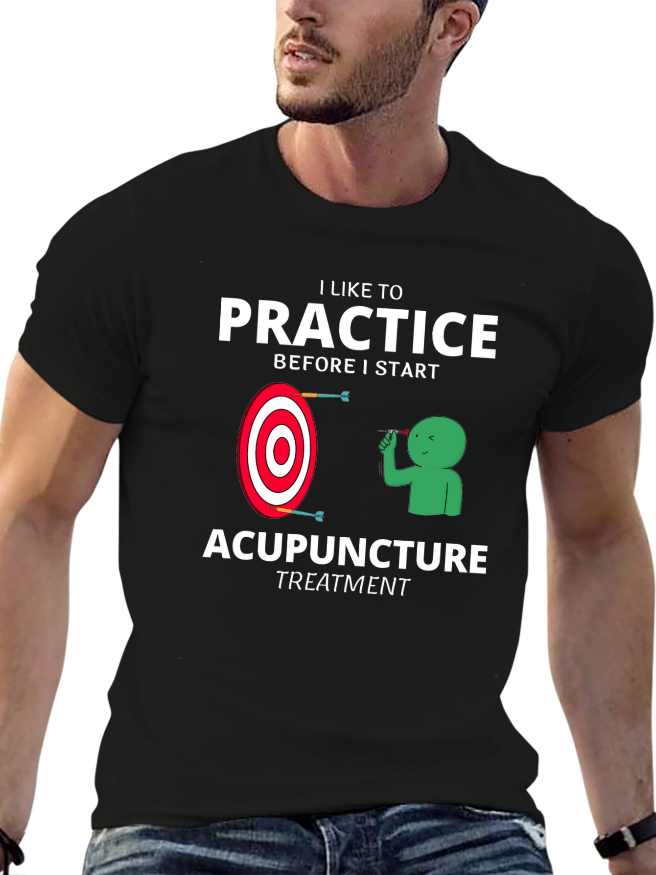Black Acupuncture Practice Funny T-Shirt view 6