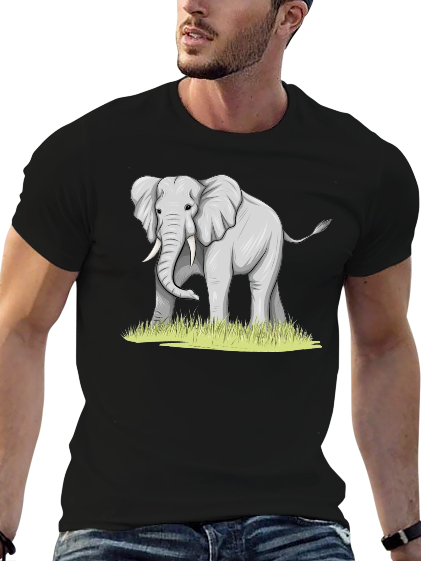 Black Elephant Graphic Tee - Black Casual Comfort view 6