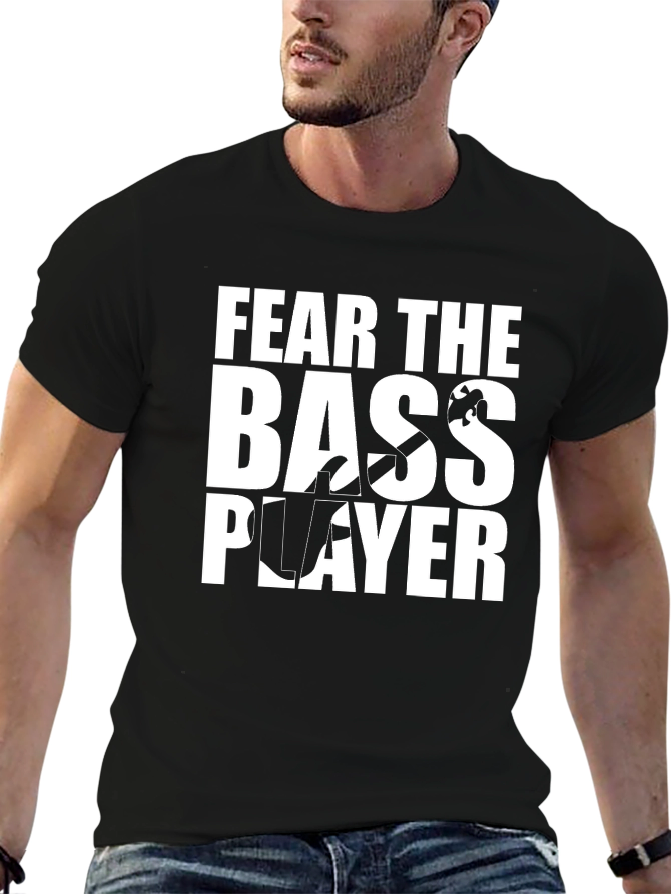 Black Fear the Bass Player T-Shirt - Music Lover Tee view 6