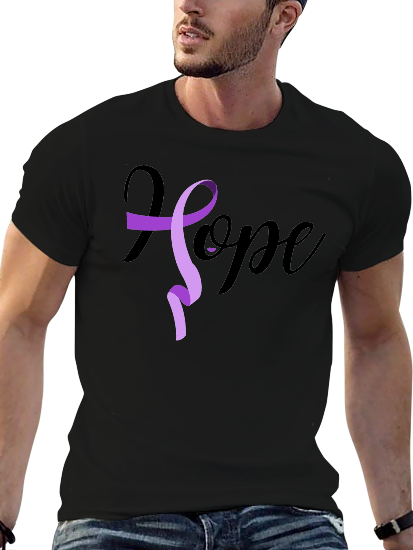 Black Hope Ribbon Graphic T-Shirt - Black view 6