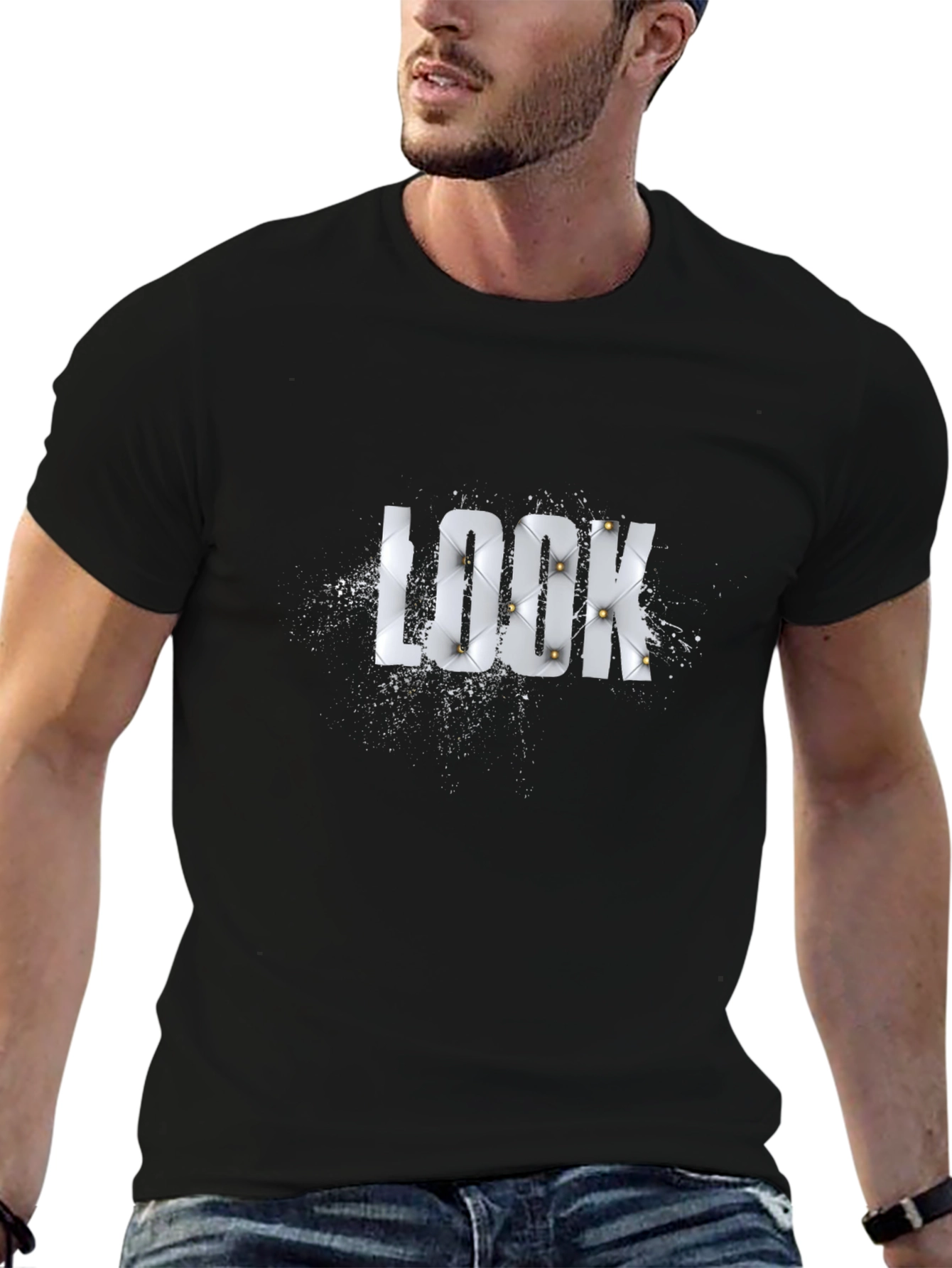 Black Stylish Black LOOK Graphic T-Shirt for Men view 6