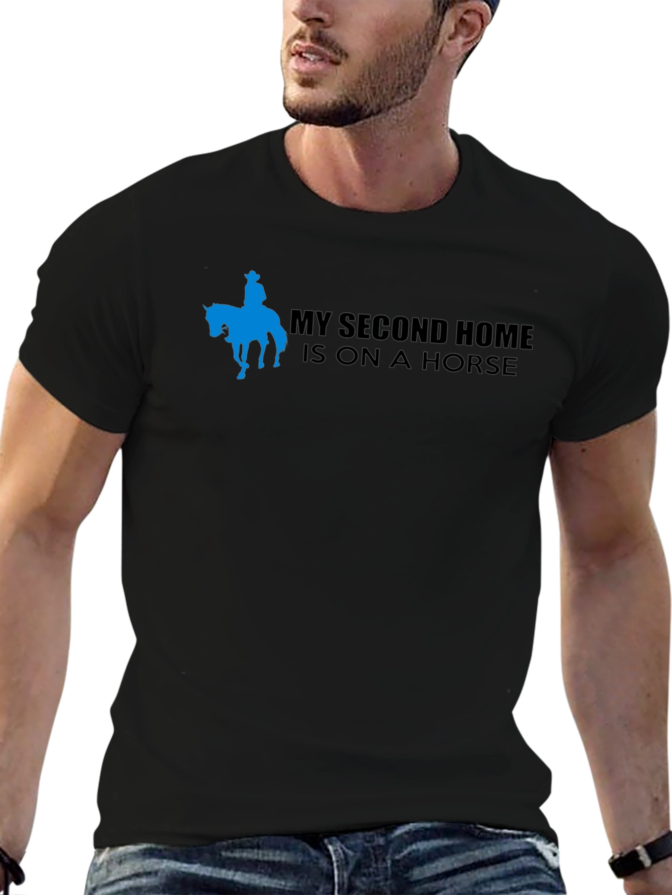 Black My Second Home Is On A Horse Black T-Shirt view 6