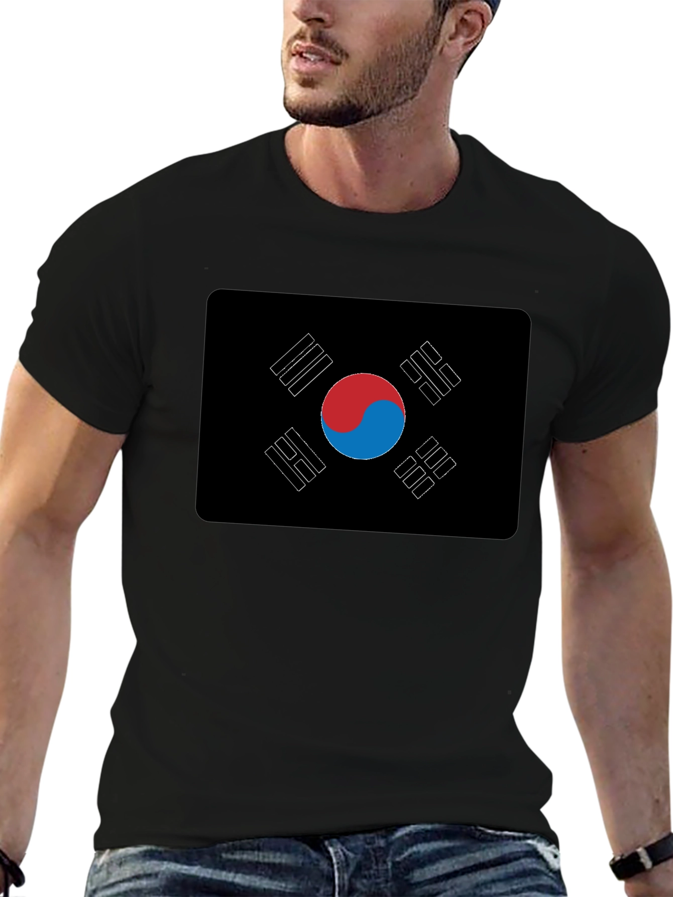 Black South Korea Flag T-Shirt - Patriotic Style view 6