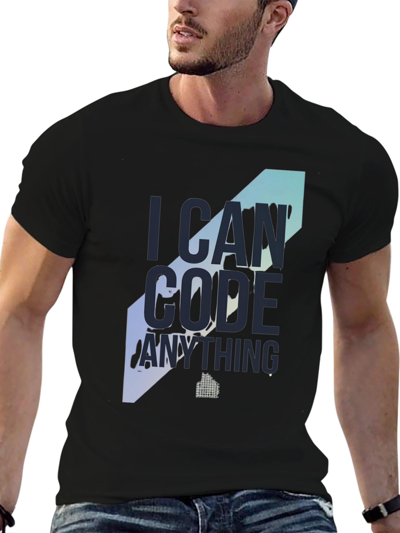 Black I Can Code Anything T-Shirt - Programmer Apparel view 6