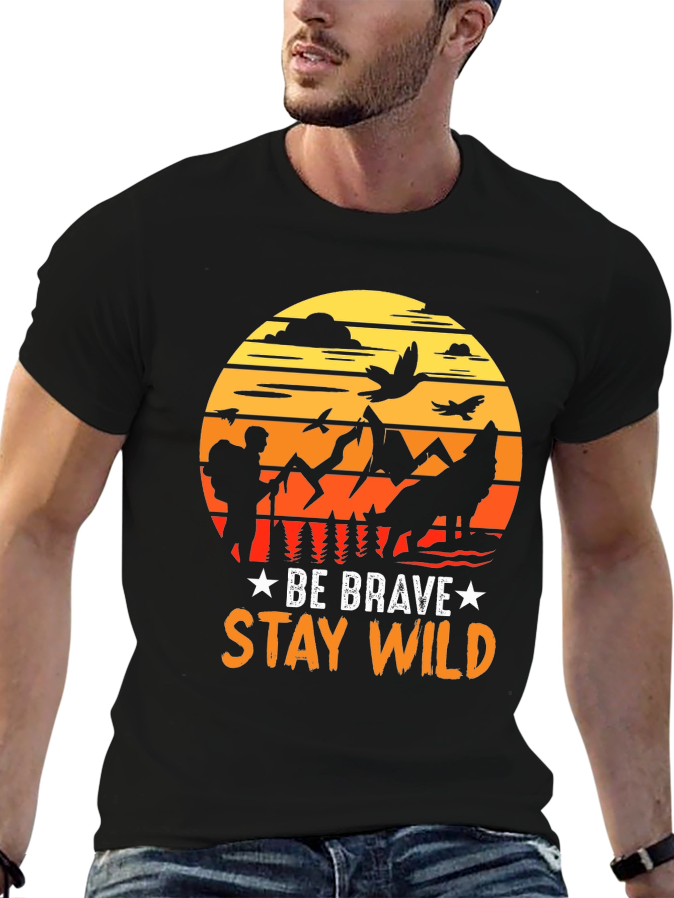 Black Be Brave Stay Wild Graphic Tee - Adventure T-Shirt view 6