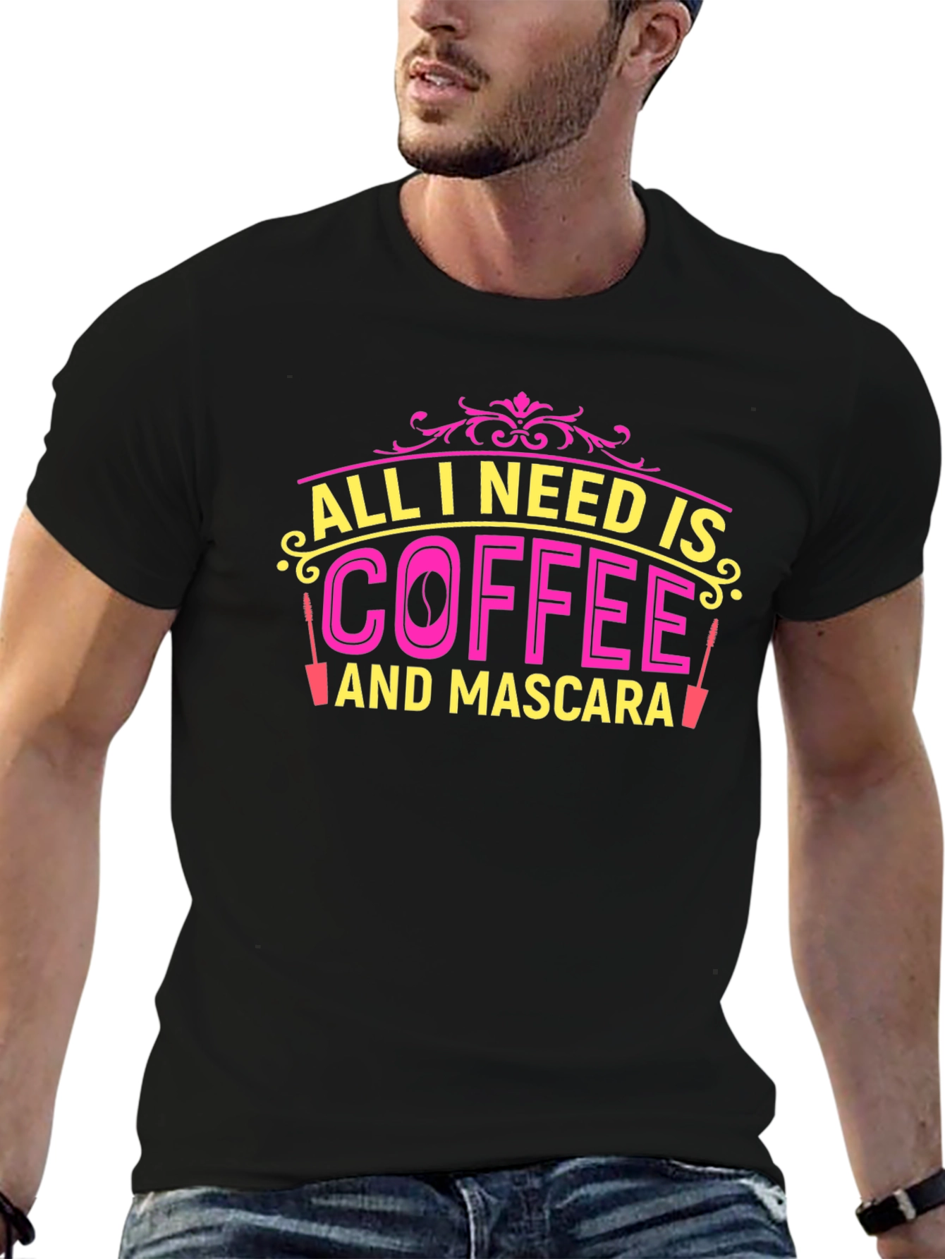 Black All I Need Is Coffee and Mascara T-Shirt view 6