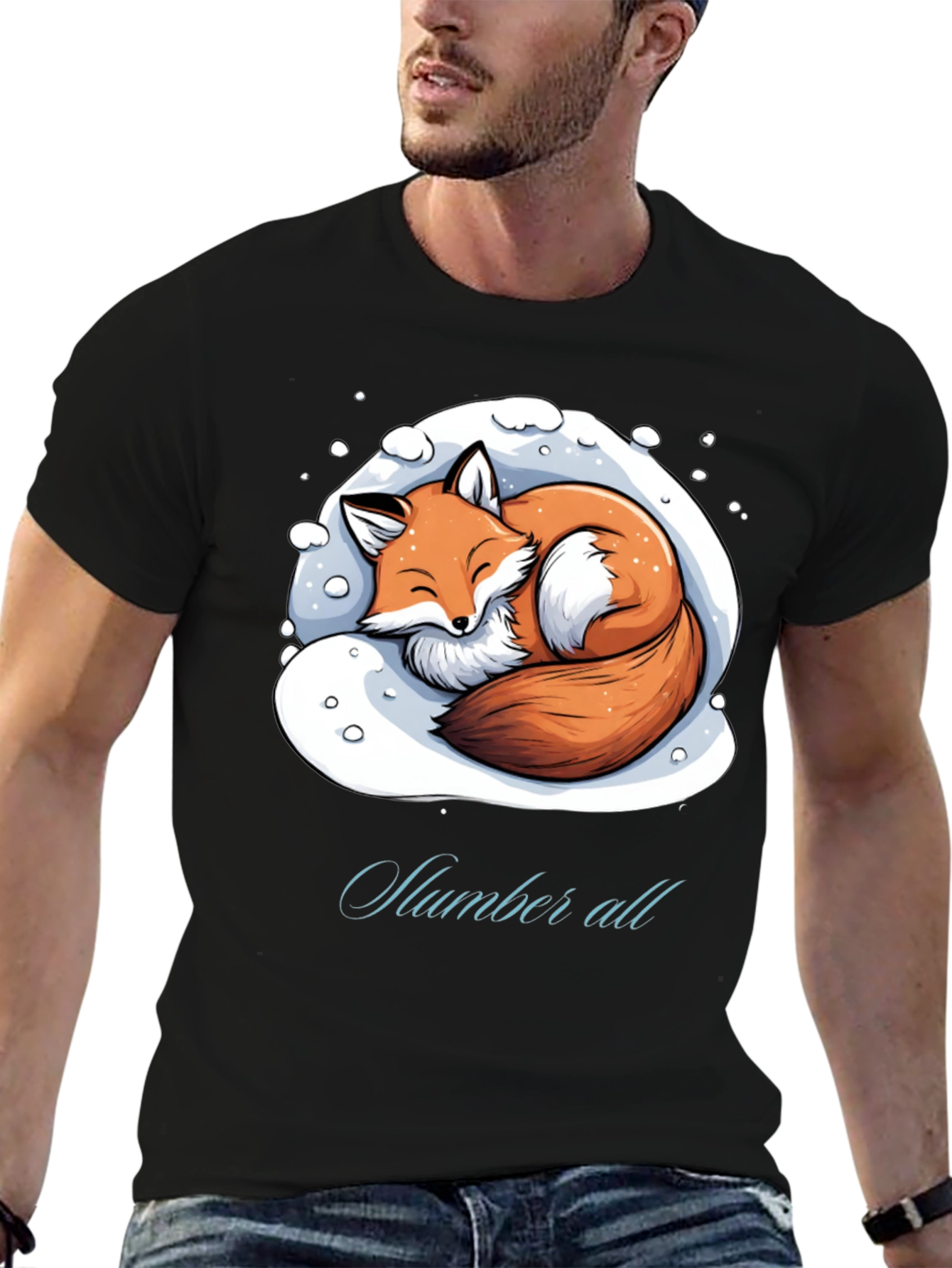 Black Cozy Fox Slumber All T-Shirt view 6