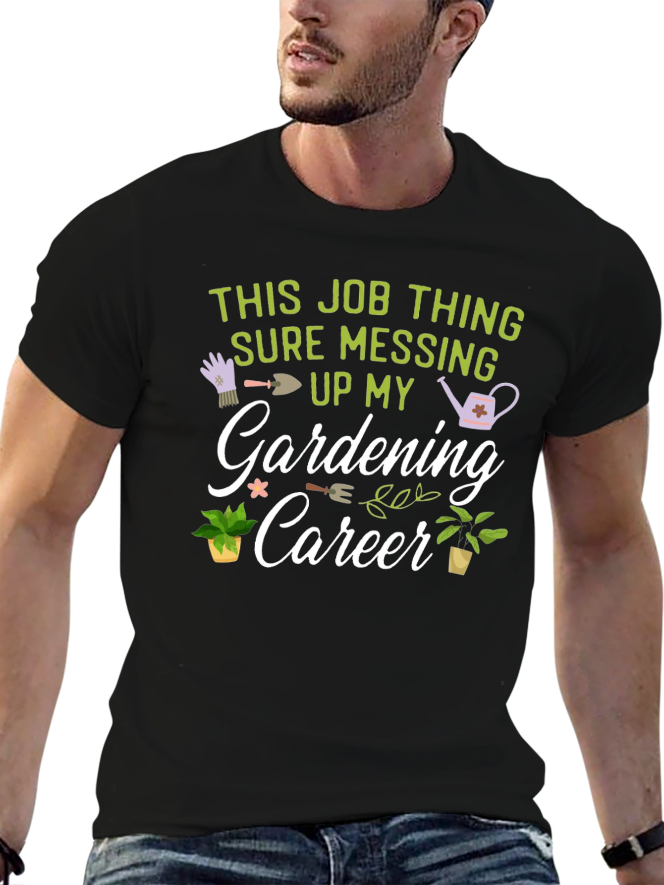 Black Gardening Career Graphic T-Shirt view 6