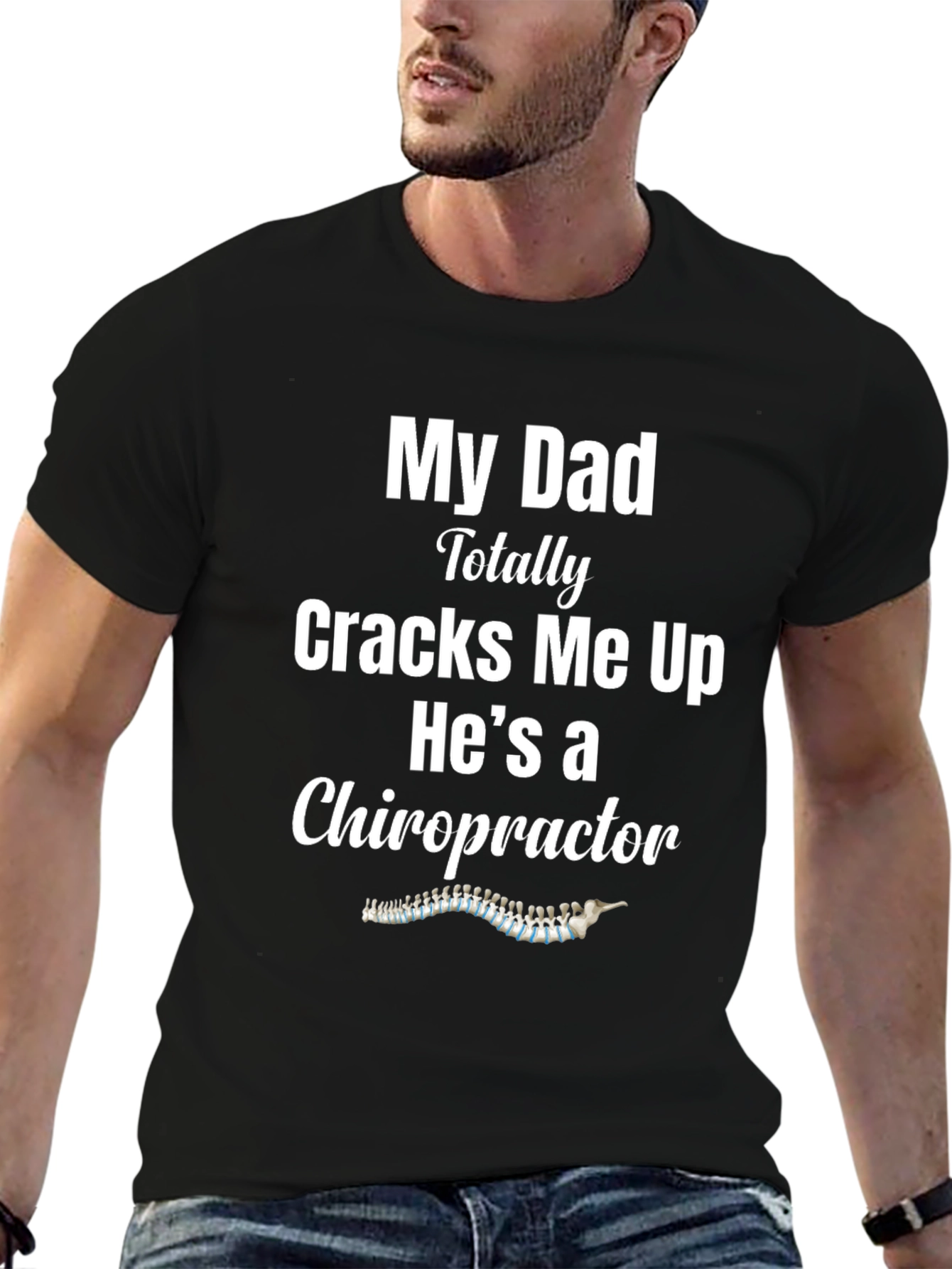 Black Chiropractor Dad Joke T-Shirt view 6