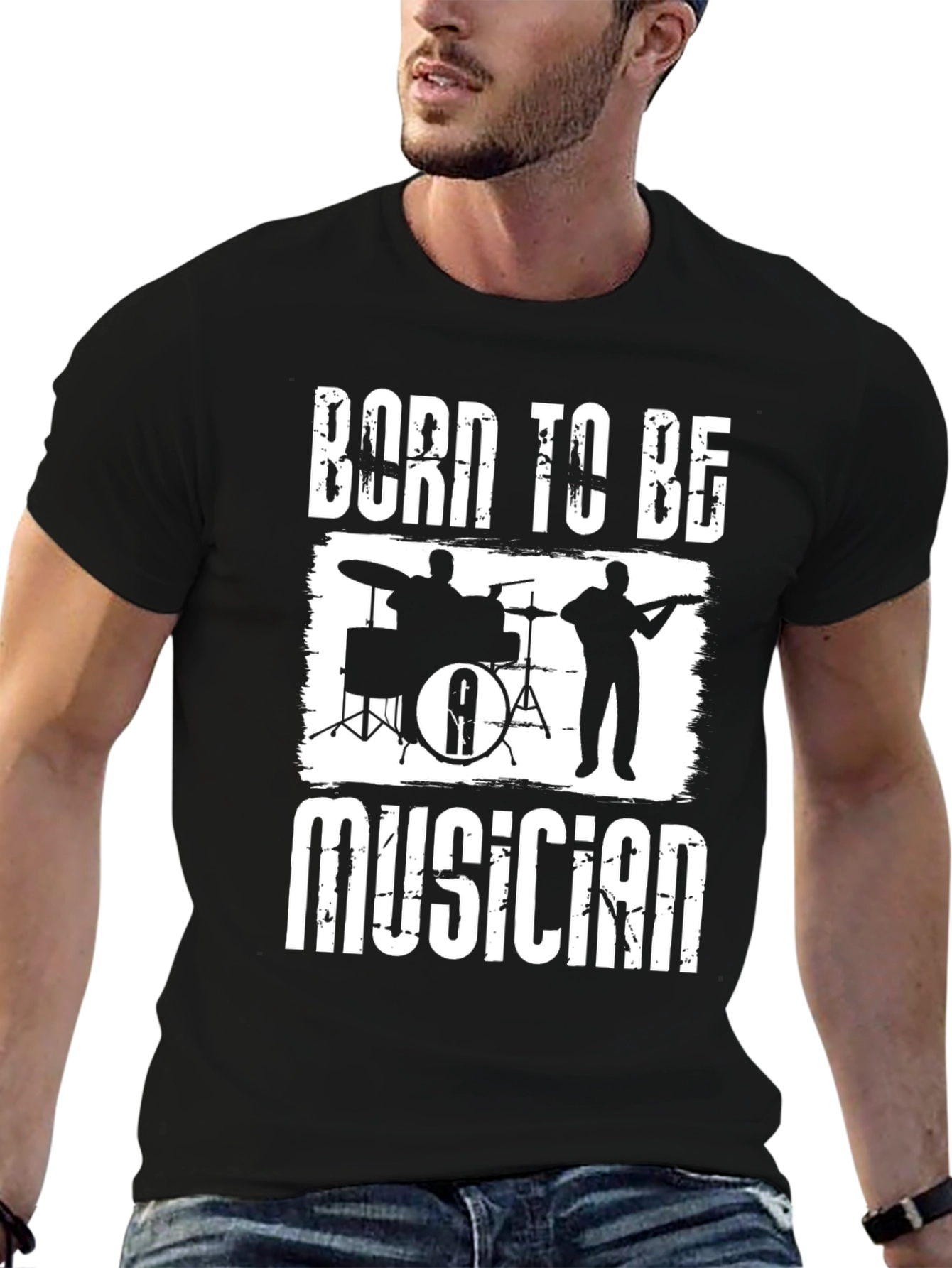 Black Born to Be Musician Black T-Shirt view 6