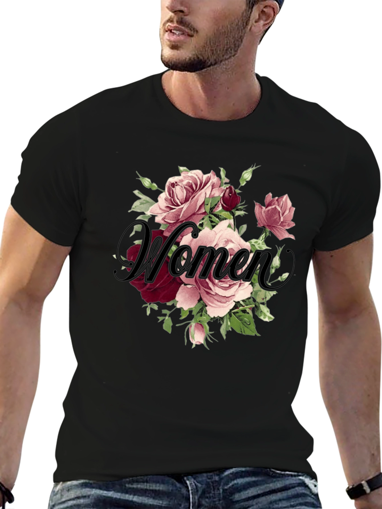 Black Floral Women's T-Shirt - Elegant Design view 6