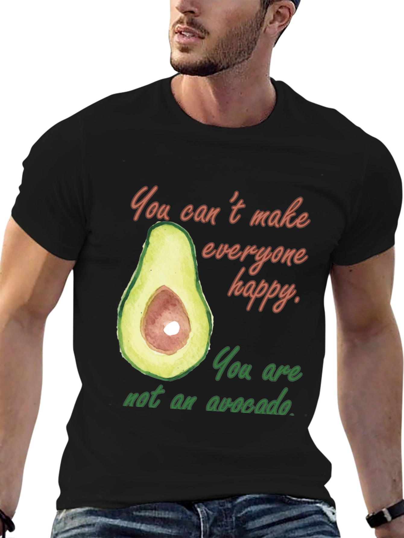 Black Funny Avocado Graphic T-Shirt - You Can't Make Everyone Happy view 6