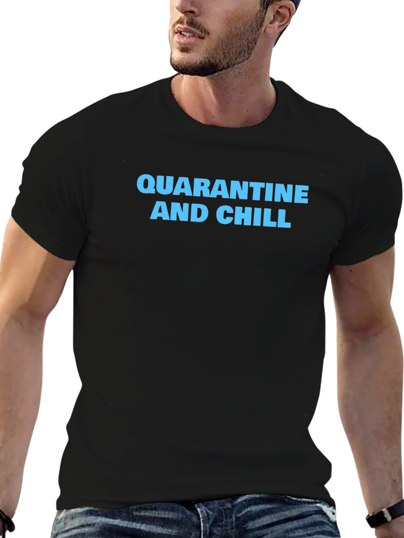 Black Quarantine and Chill Black T-Shirt view 6