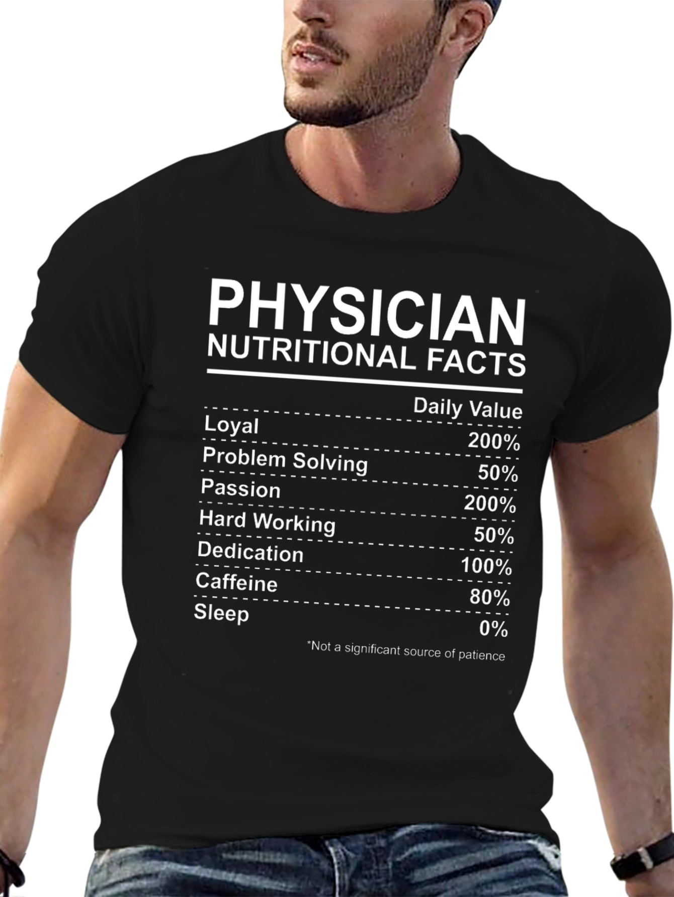 Black Physician Nutritional Facts Graphic Tee view 6