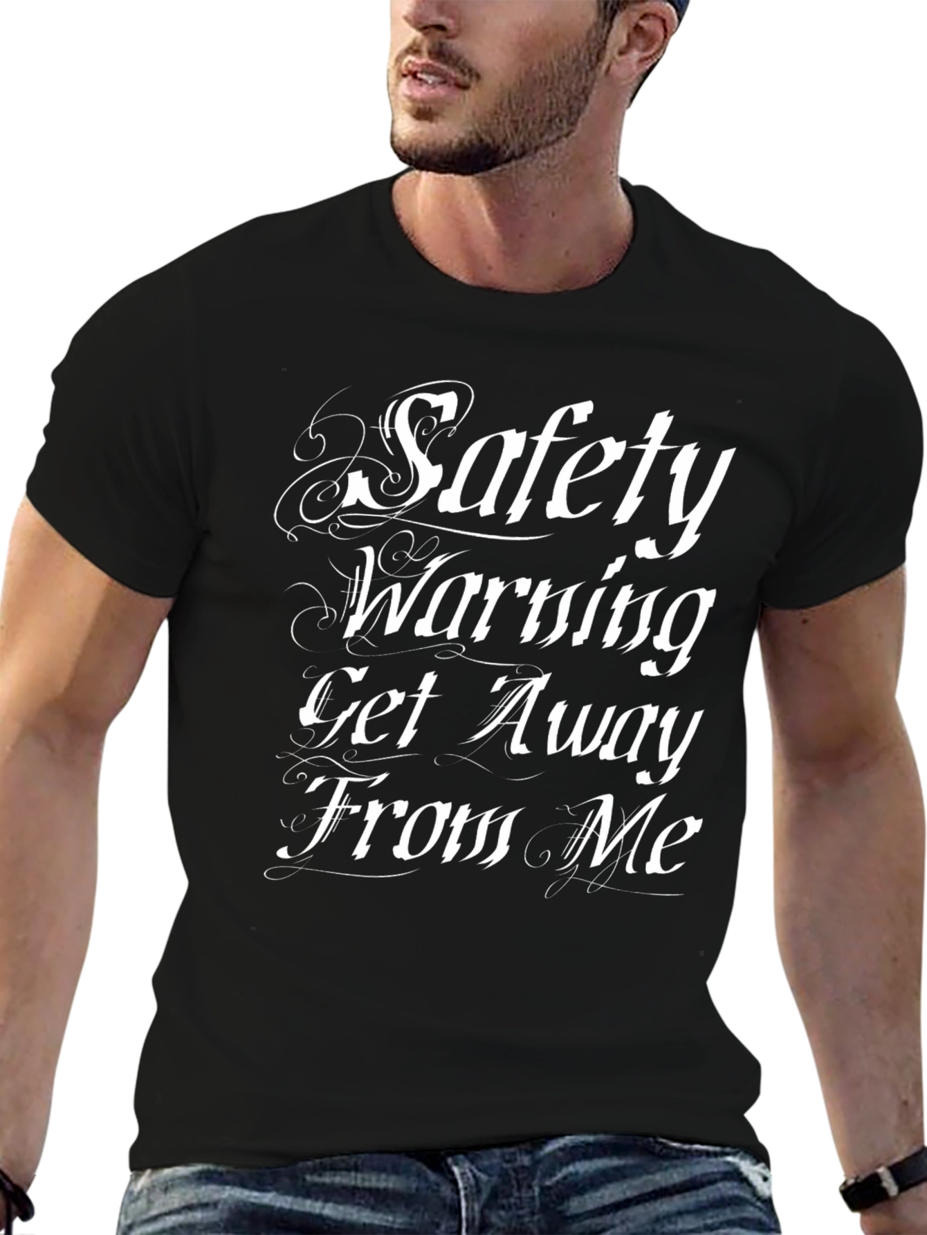 Black Safety Warning T-Shirt - Get Away From Me view 6