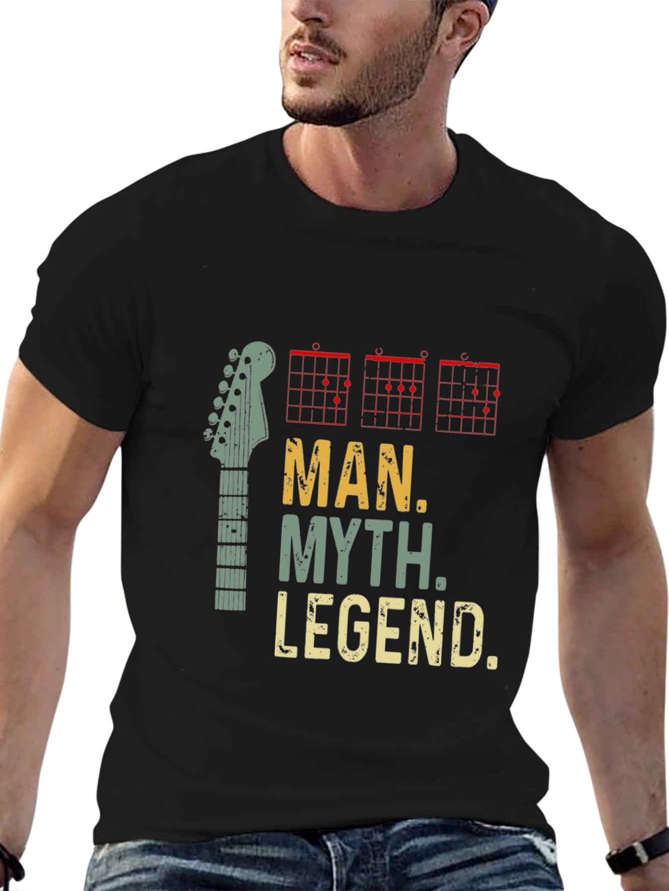 Black Man Myth Legend Guitar T-Shirt - Musician Tee view 6
