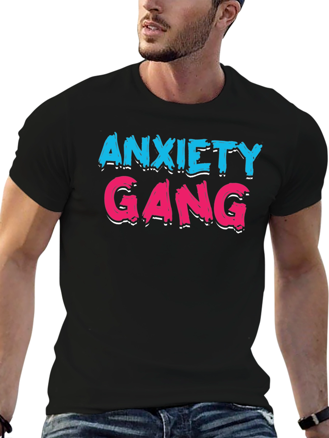 Black Anxiety Gang Graphic T-Shirt view 6