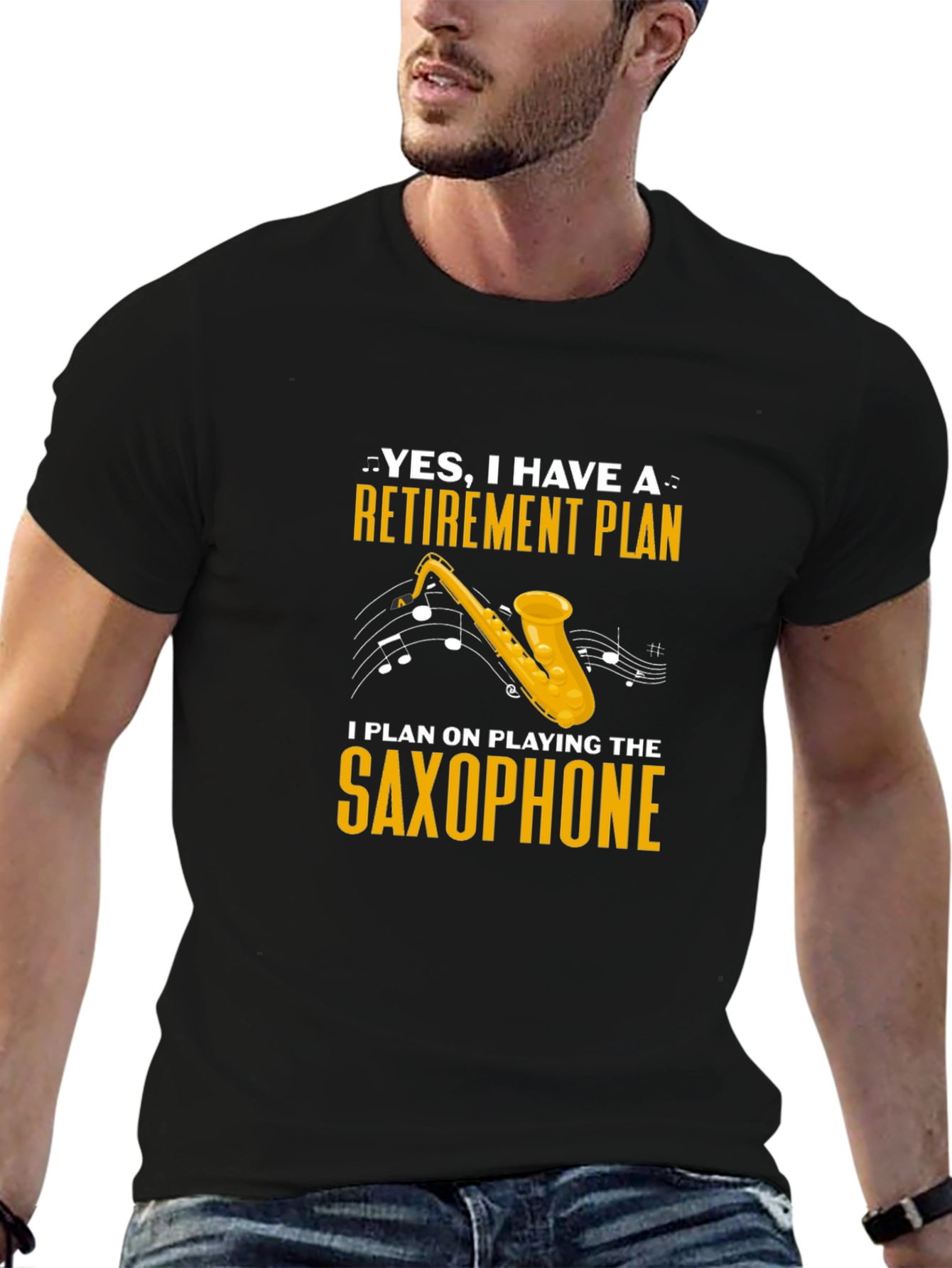 Black Retirement Plan Saxophone T-Shirt view 6