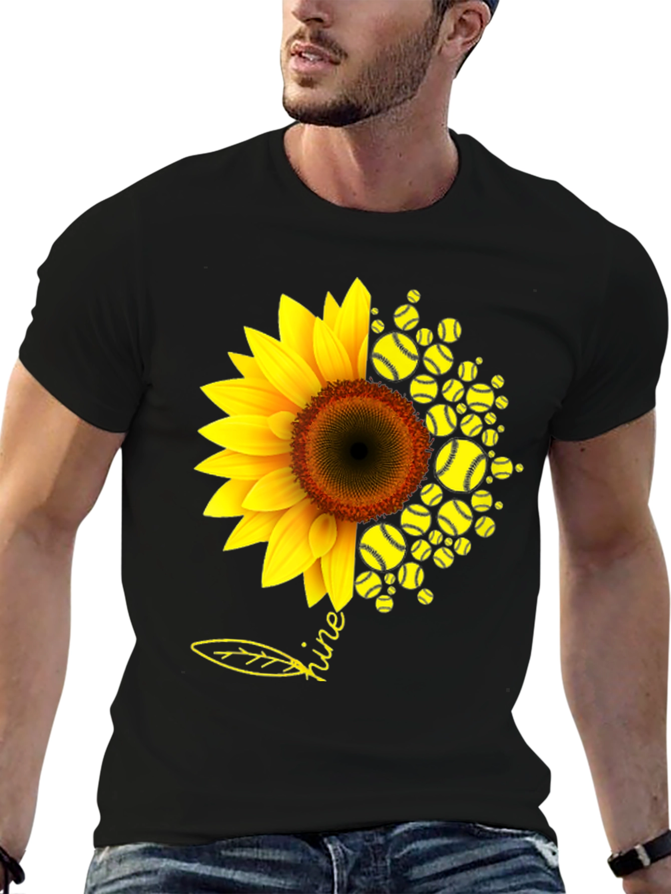Black Sunflower Softball T-Shirt - Shine Bright! view 6
