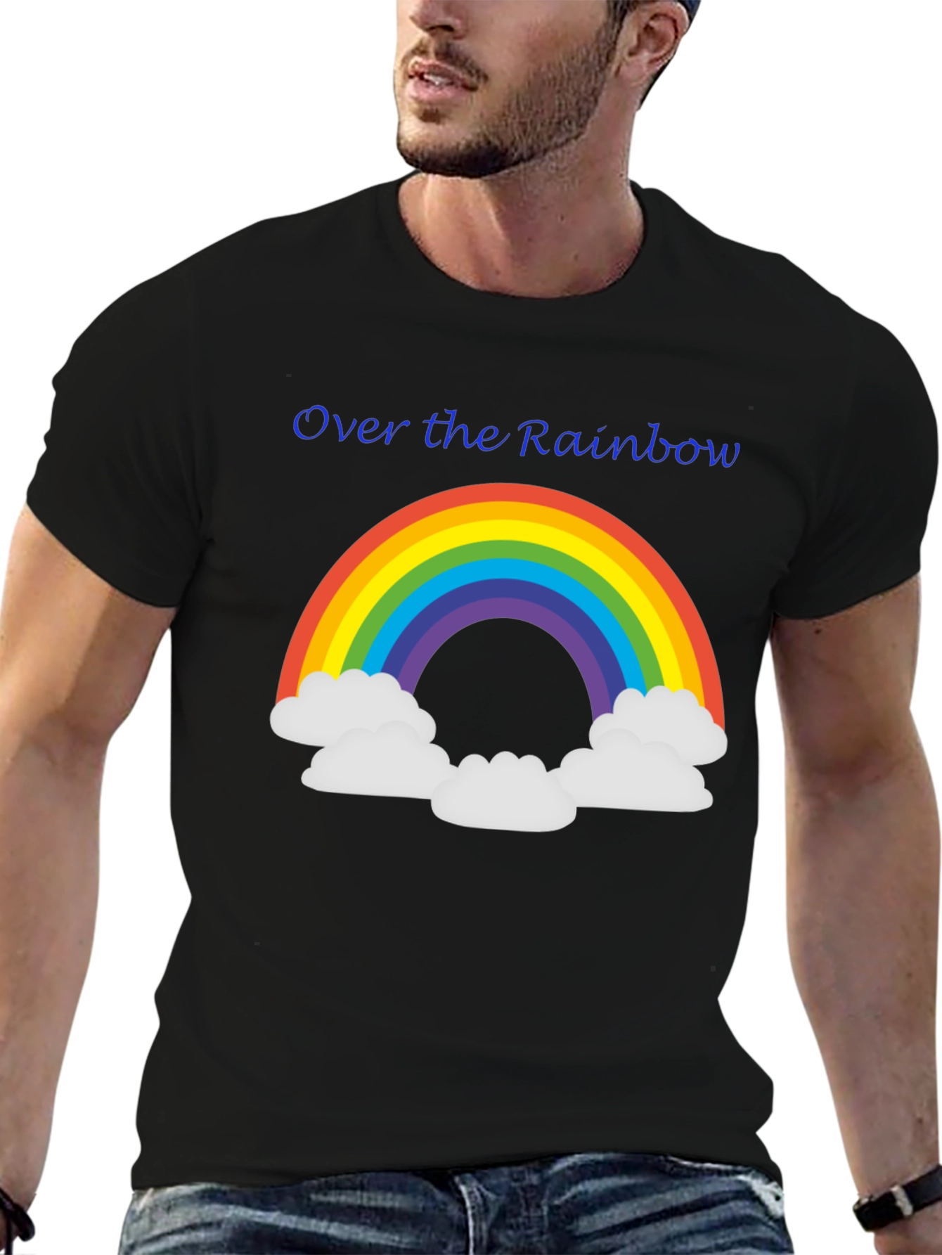 Black Over the Rainbow Graphic Tee - Black Unisex T-Shirt view 6