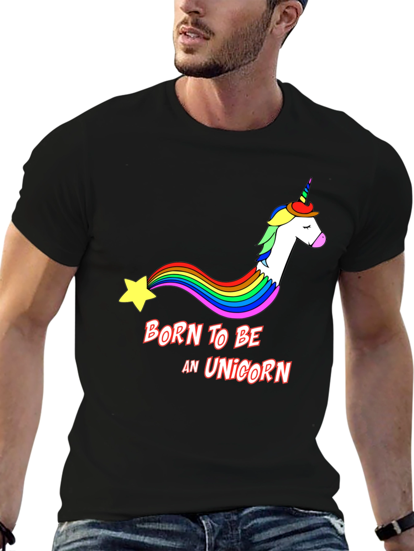 Black Born To Be A Unicorn Black T-Shirt view 6