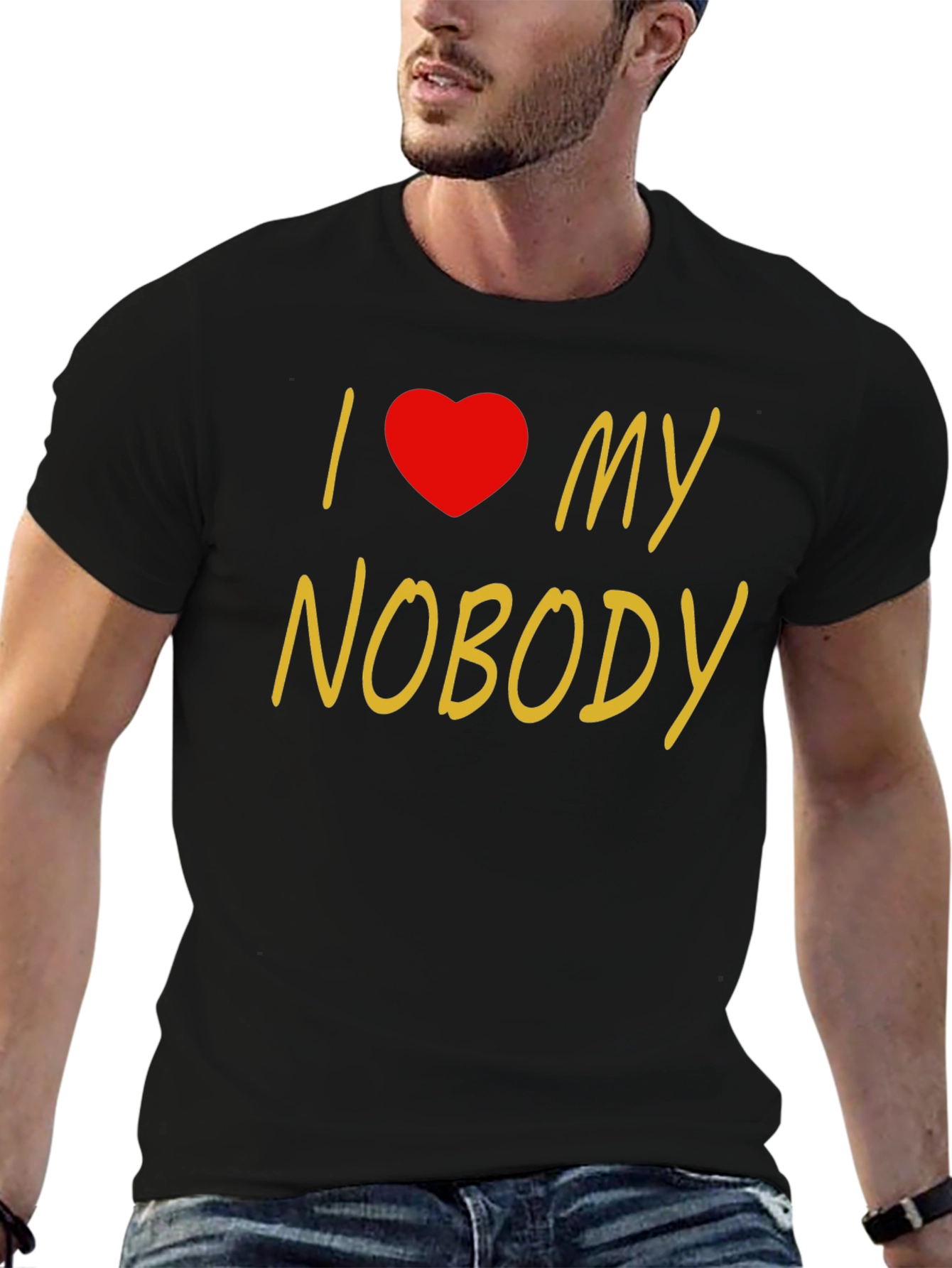 Black I Love My Nobody T-Shirt - Novelty Graphic Tee view 6