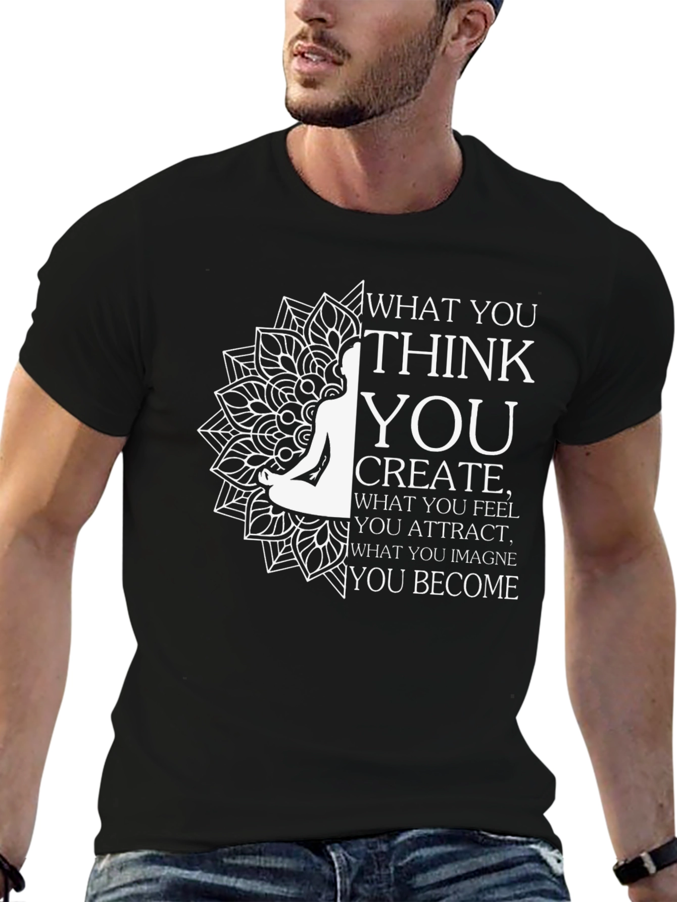 Black Inspirational T-Shirt: Think, Create, Become view 6