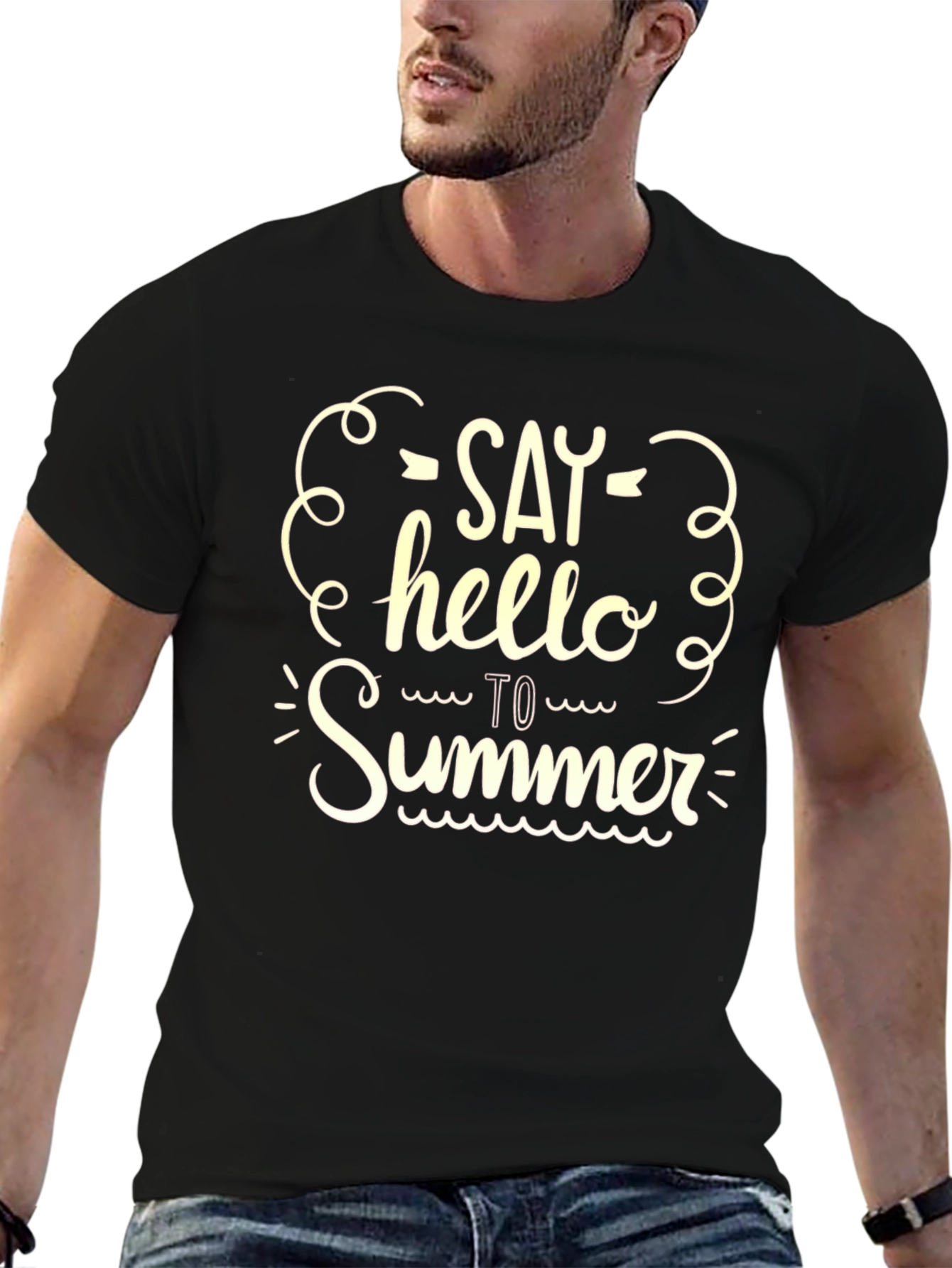 Black Say Hello to Summer Graphic Tee - Black view 6