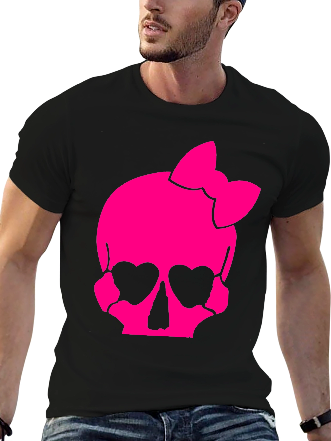 Black Skull Bow T-Shirt - Pink Gothic Style view 6