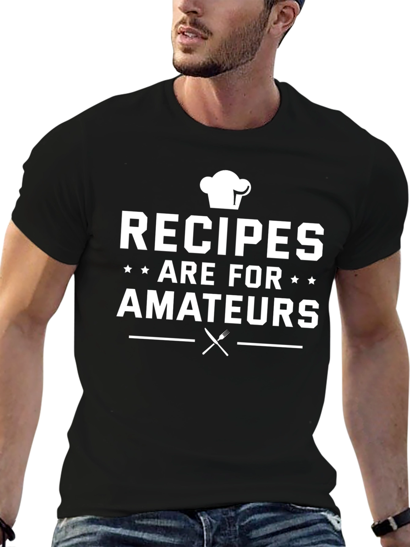 Black Recipes Are For Amateurs Funny Chef T-Shirt view 6