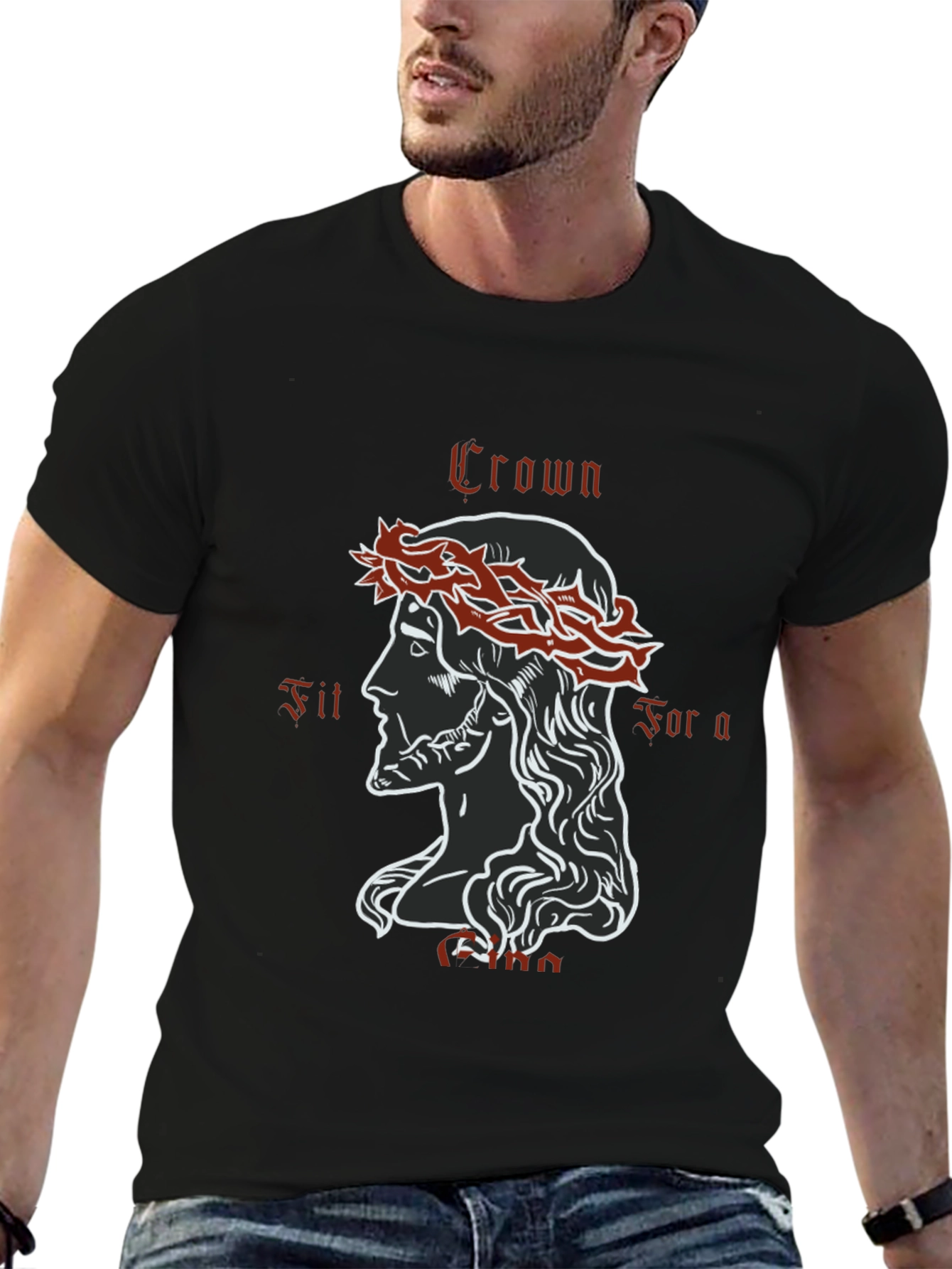 Black Crown Fit For a King Graphic T-Shirt - Black view 6