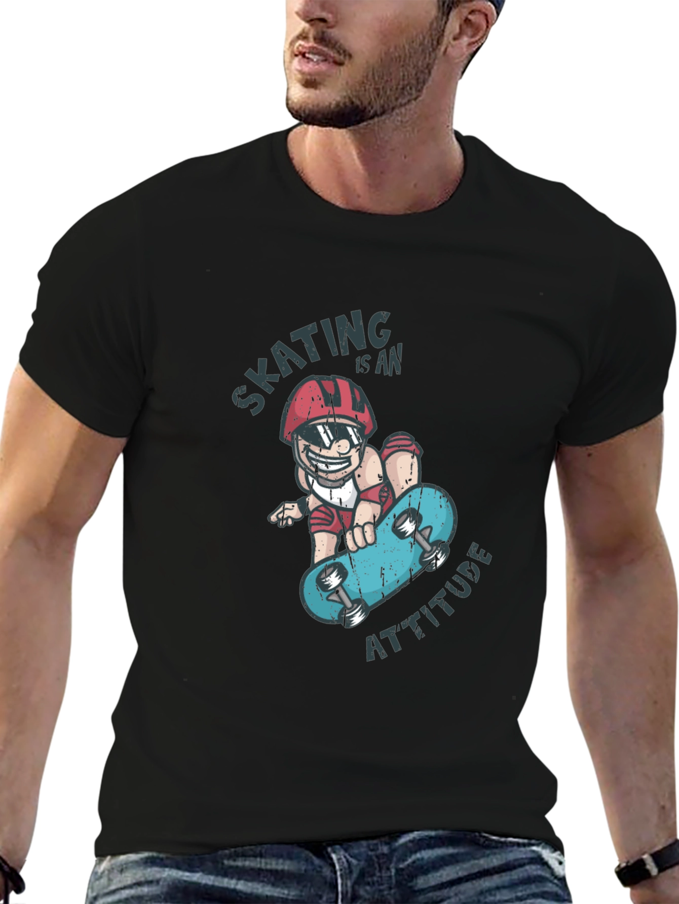 Black Skating is an Attitude Graphic T-Shirt view 6
