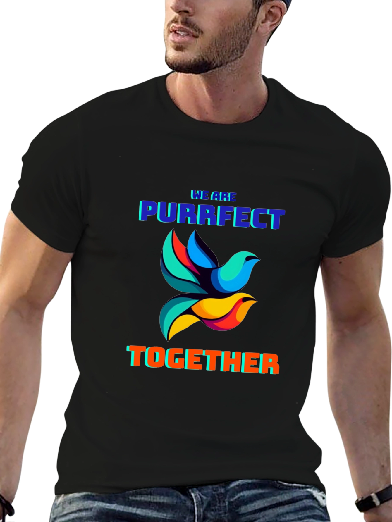 Black Purrfect Together Graphic T-Shirt view 6