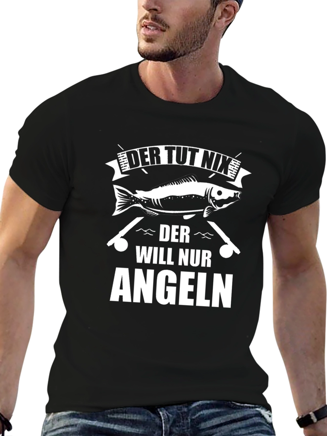 Black Funny Fishing T-Shirt - Der Tut Nix Angeln view 6