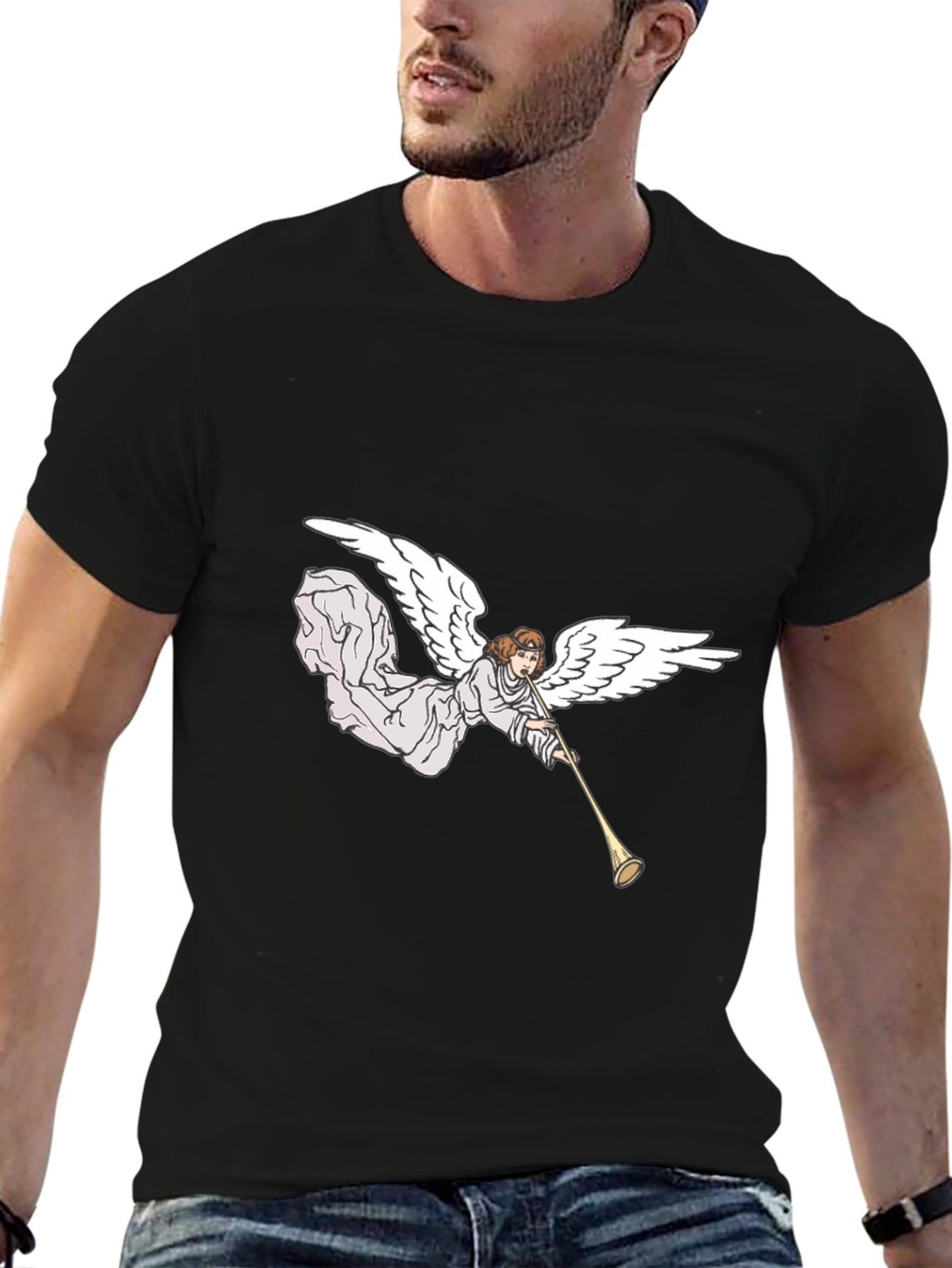 Black Angel Trumpet Black Graphic Tee view 6