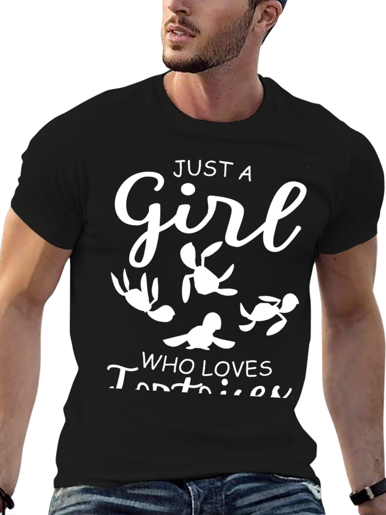 Black Just A Girl Who Loves Tortoises T-Shirt view 6